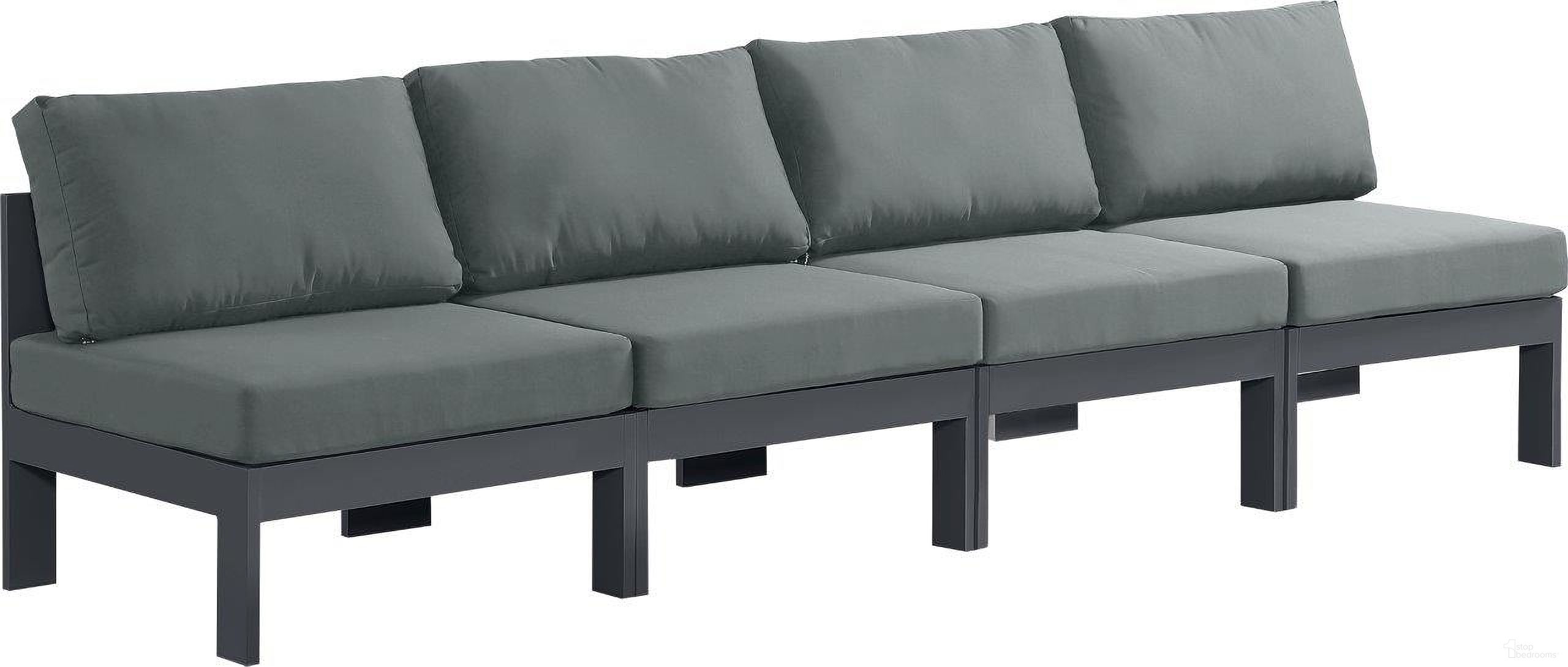 Nizuc Water Resistant Fabric Outdoor Patio 4 Piece Modular Sofa In Grey
