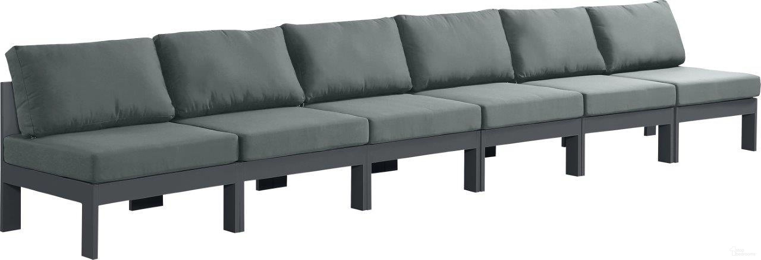 Nizuc Water Resistant Fabric Outdoor Patio 6 Piece Modular Sofa In Grey