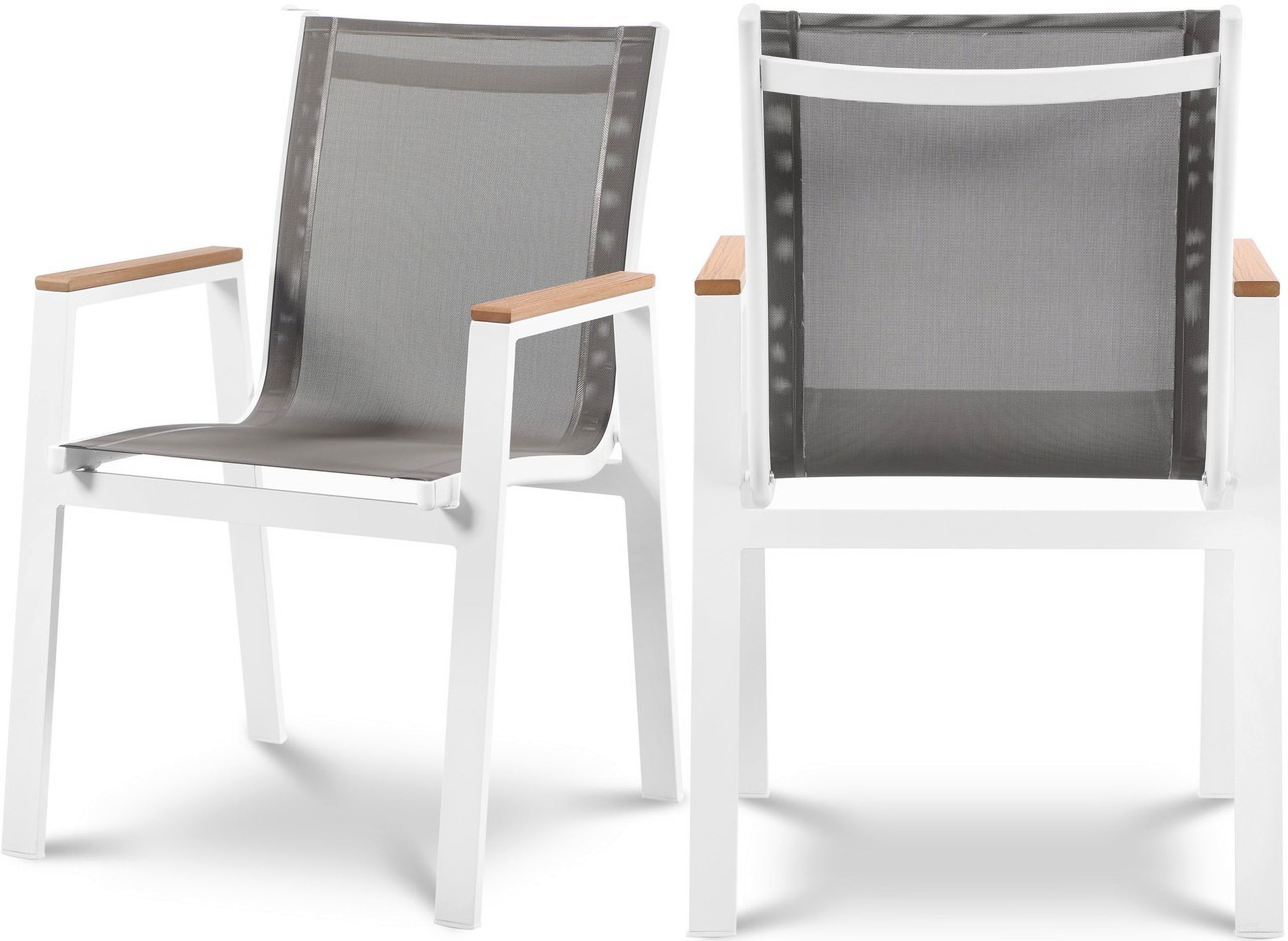 The appearance of Nizuc Water Resistant Fabric Outdoor Patio Aluminum Mesh Dining Arm Chair Set of 2 In Grey designed by Meridian in the modern / contemporary interior design. This grey piece of furniture was selected by 1StopBedrooms from Nizuc Collection to add a touch of cosiness and style into your home. Sku: 365Grey-AC. Material: Aluminum.