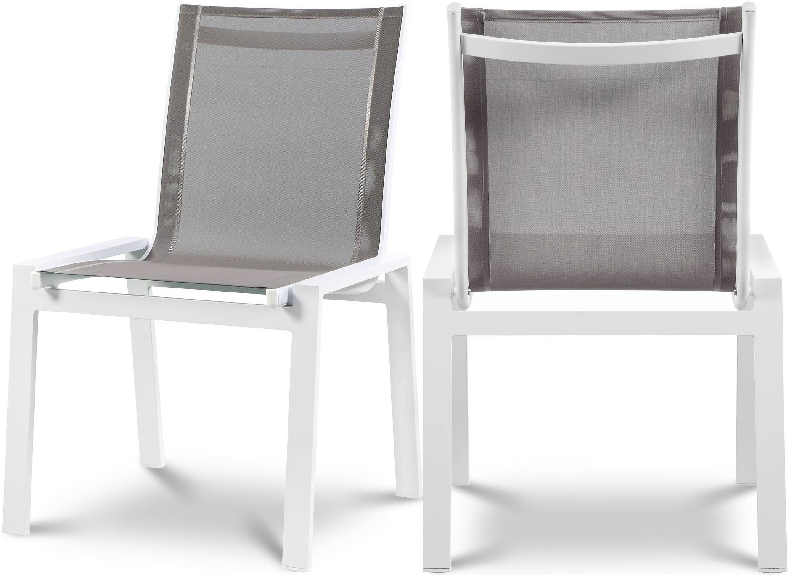 The appearance of Nizuc Water Resistant Fabric Outdoor Patio Aluminum Mesh Dining Chair Set of 2 In Grey designed by Meridian in the modern / contemporary interior design. This grey piece of furniture was selected by 1StopBedrooms from Nizuc Collection to add a touch of cosiness and style into your home. Sku: 368Grey-C. Material: Aluminum.