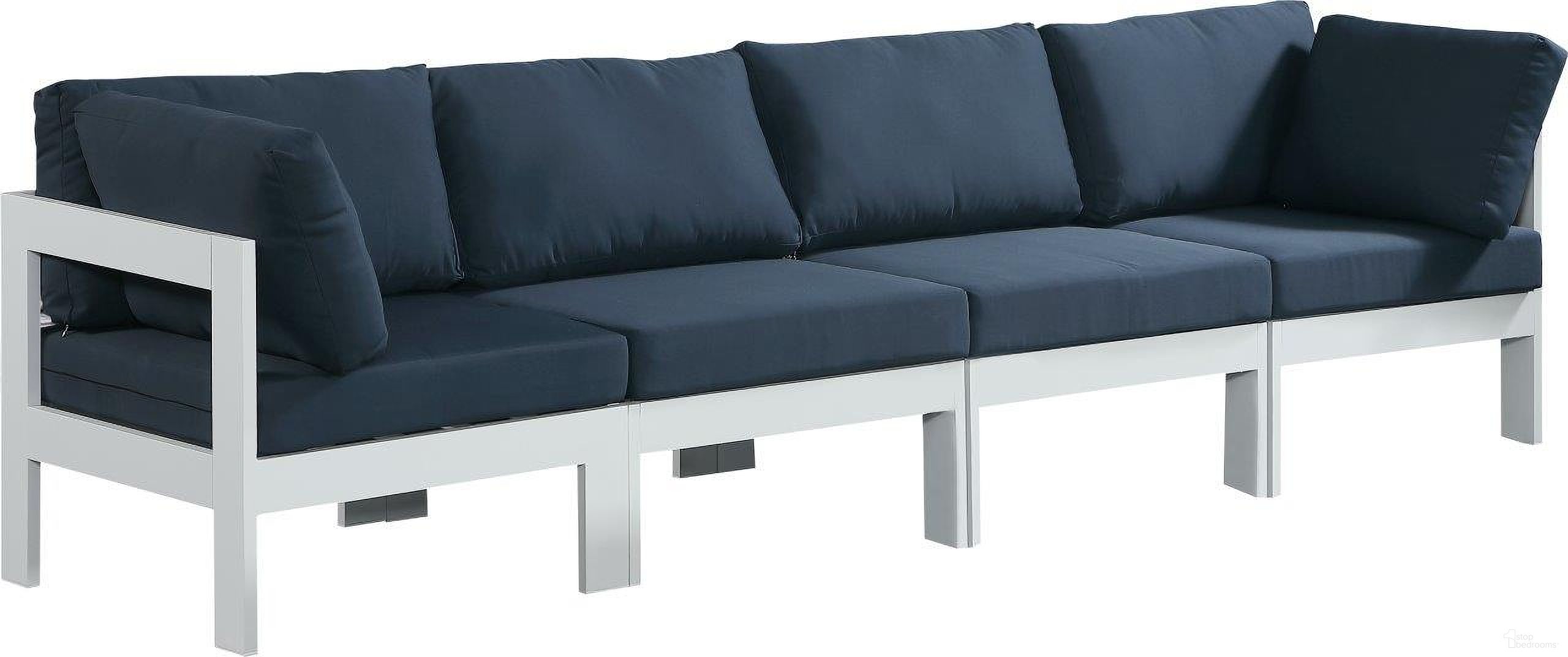 Nizuc Water Resistant Fabric Outdoor Patio 4 Piece Modular Sofa In Navy