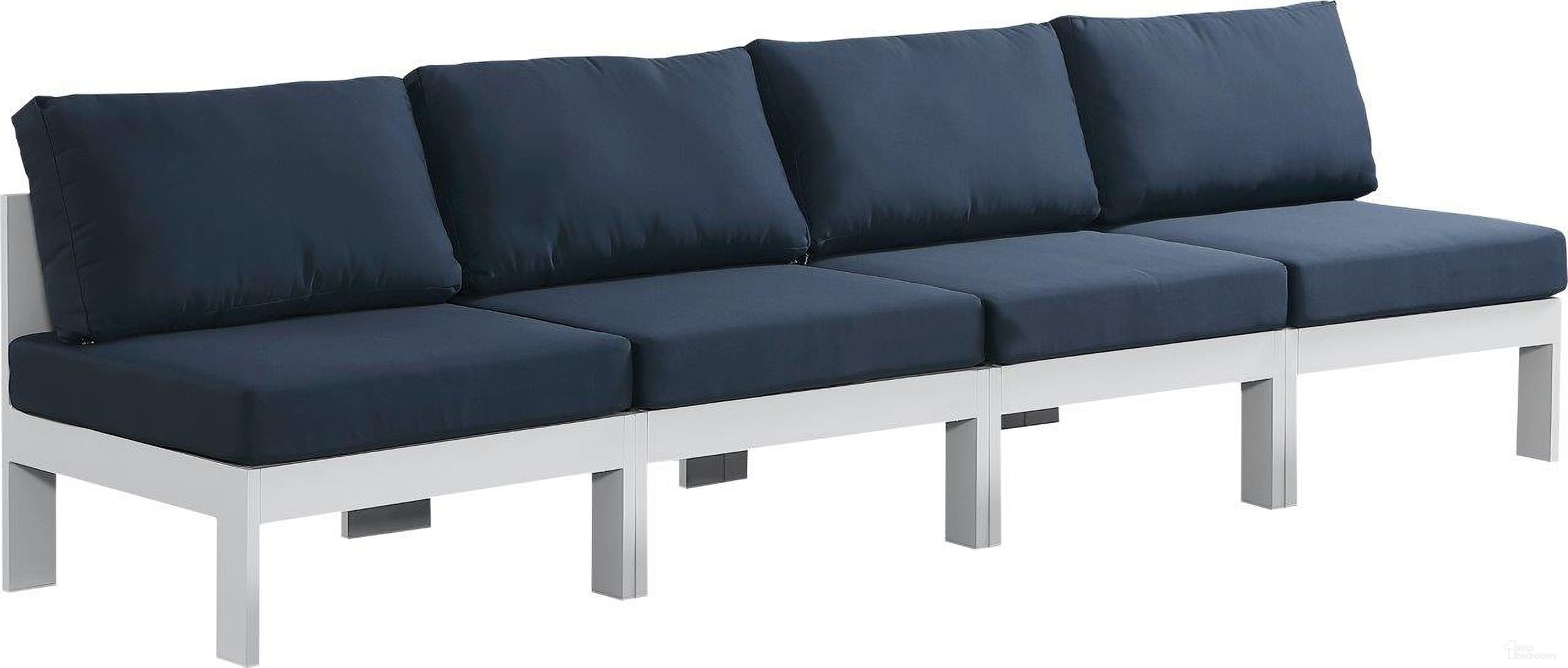 Nizuc Water Resistant Fabric Outdoor Patio 4 Piece Modular Sofa In Navy