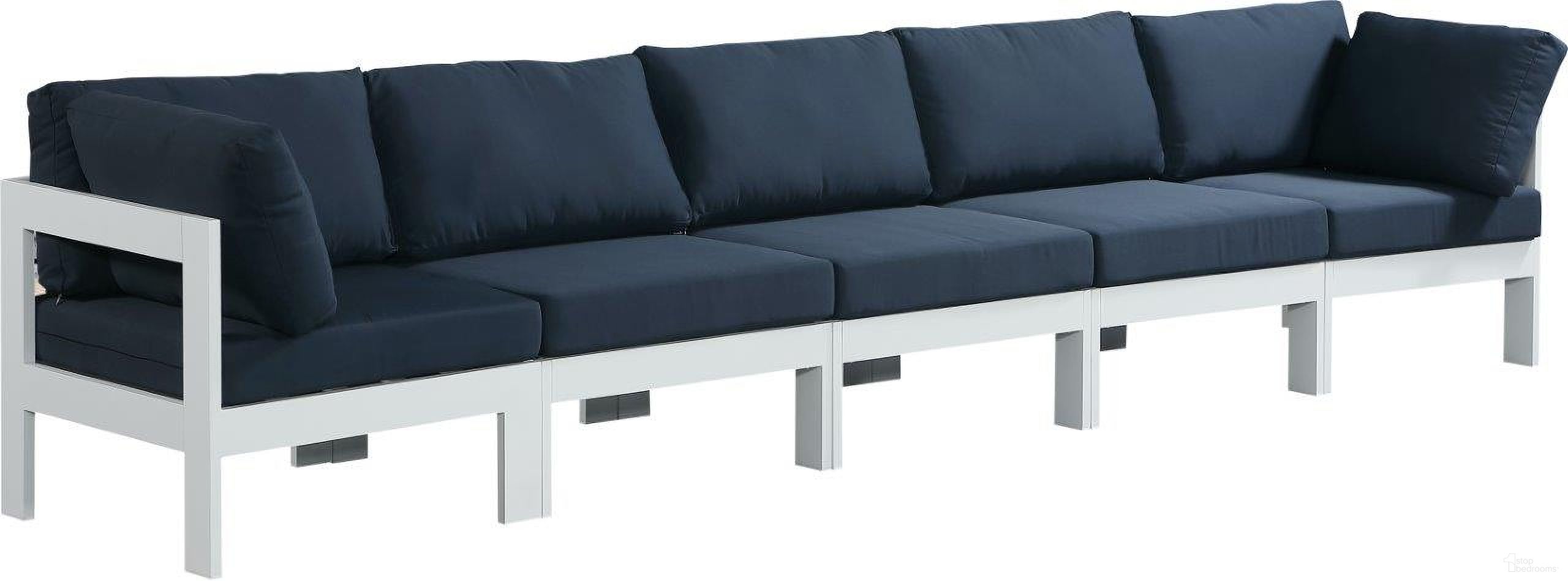 Nizuc Water Resistant Fabric Outdoor Patio 5 Piece Modular Sofa In Navy