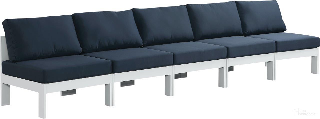 Nizuc Water Resistant Fabric Outdoor Patio 5 Piece Modular Sofa In Navy
