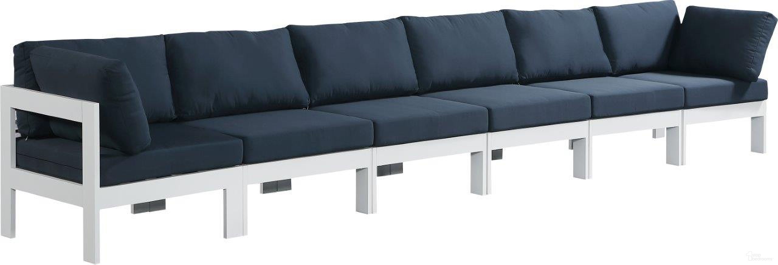 Nizuc Water Resistant Fabric Outdoor Patio 6 Piece Modular Sofa In Navy