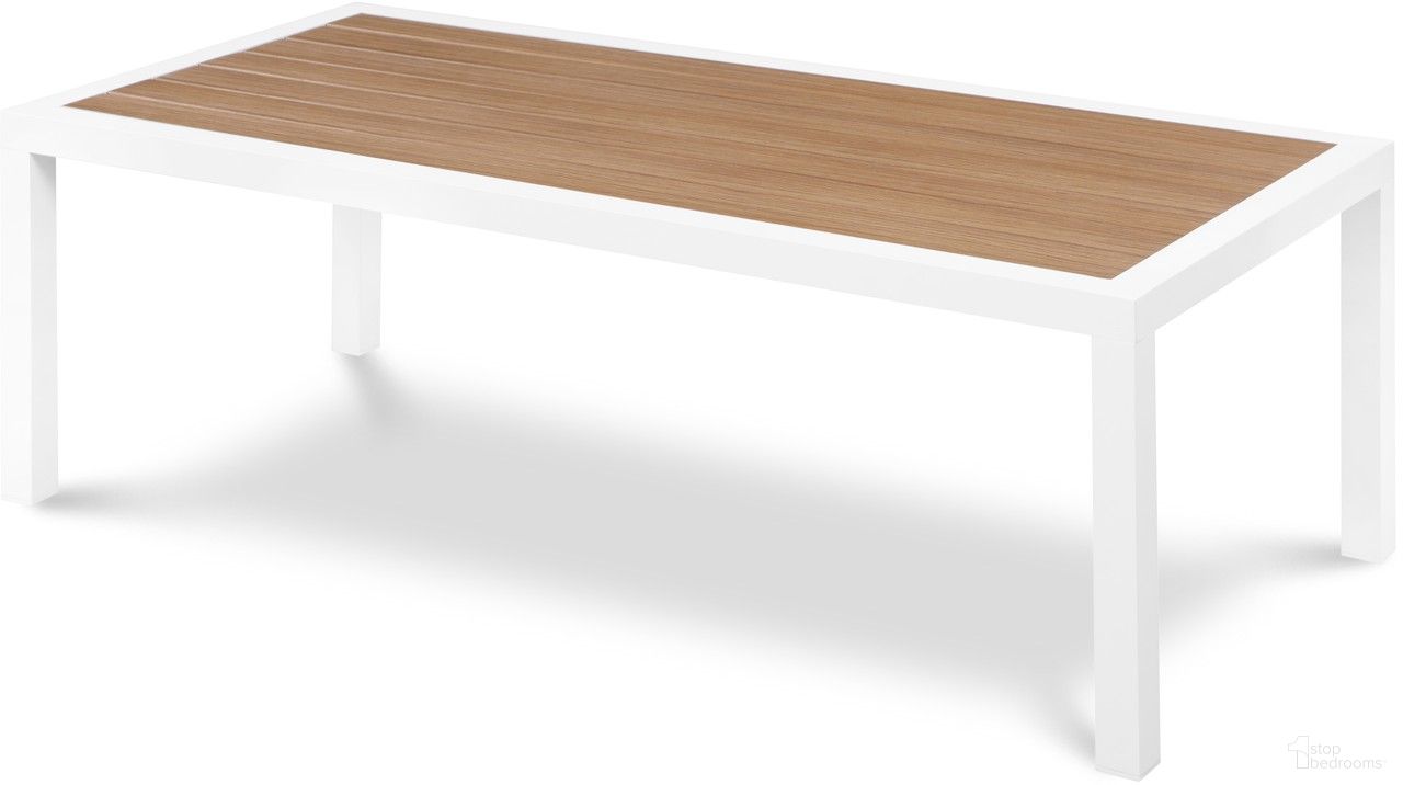 The appearance of Nizuc Wood Look Accent Paneling Outdoor Patio Aluminum Coffee Table In Brown designed by Meridian in the modern / contemporary interior design. This brown piece of furniture was selected by 1StopBedrooms from Nizuc Collection to add a touch of cosiness and style into your home. Sku: 370-C. Material: Aluminum. Table Top Shape: Rectangular.
