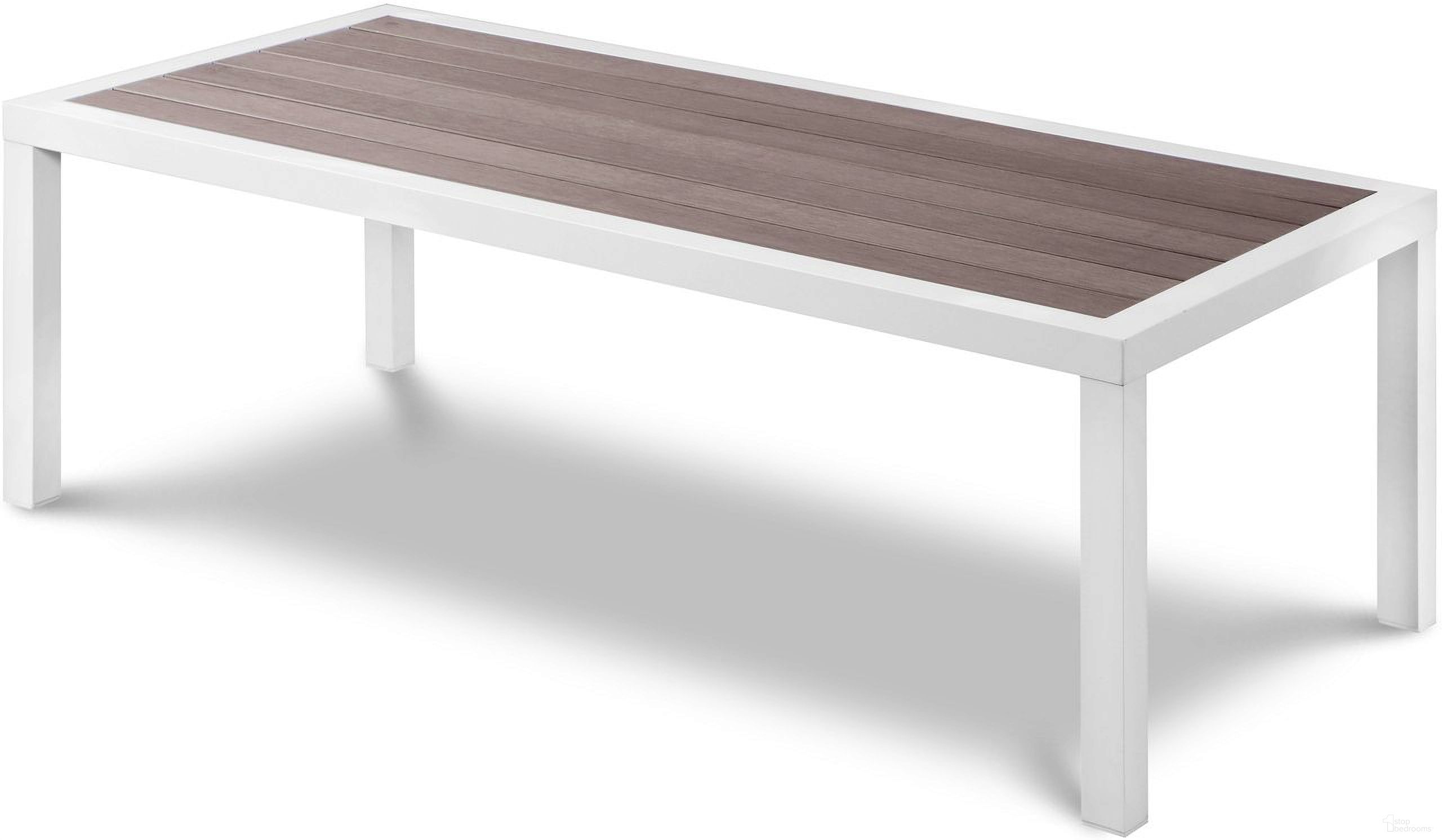 The appearance of Nizuc Wood Look Accent Paneling Outdoor Patio Aluminum Coffee Table In Grey designed by Meridian in the modern / contemporary interior design. This grey piece of furniture was selected by 1StopBedrooms from Nizuc Collection to add a touch of cosiness and style into your home. Sku: 371-C. Table Top Shape: Square. Material: Aluminum.