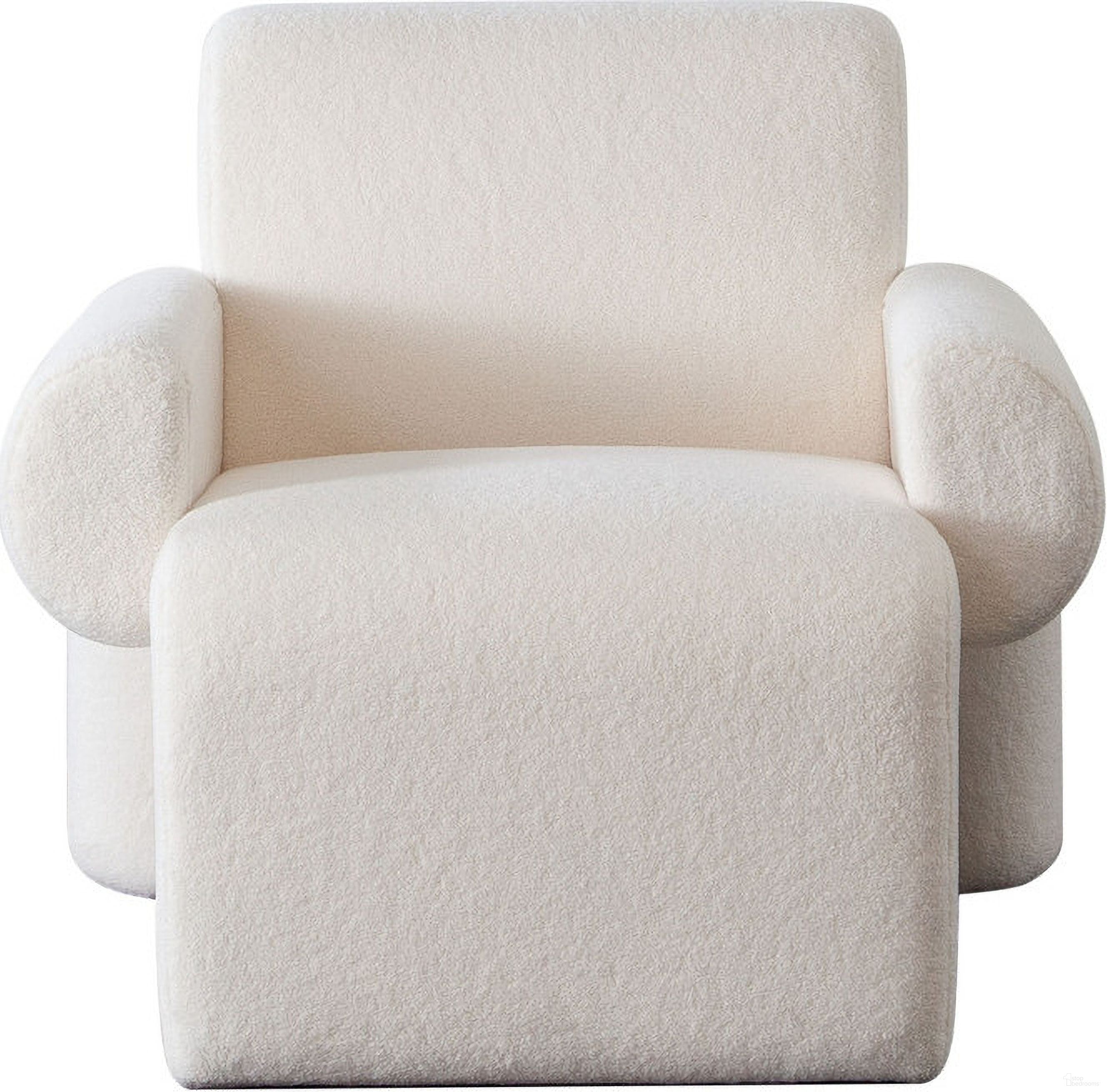 The appearance of Noa Accent Chair In Ivory Sherpa Fabric designed by Diamond Sofa in the modern / contemporary interior design. This ivory piece of furniture  was selected by 1StopBedrooms from Noa Collection to add a touch of cosiness and style into your home. Sku: NOACHIV. Material: Fabric.