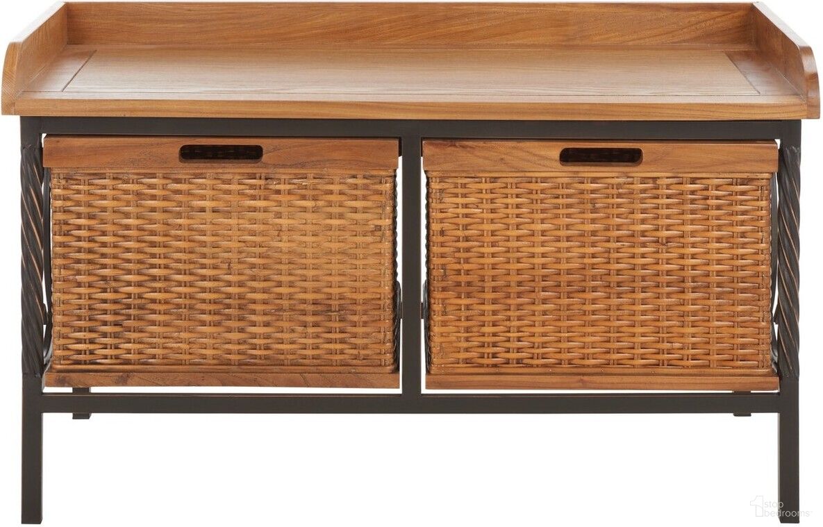 The appearance of Noah Antique Pewter and Medium Oak 2-Drawer Wooden Storage Bench designed by Safavieh in the transitional interior design. This antique pewter piece of furniture was selected by 1StopBedrooms from Noah Collection to add a touch of cosiness and style into your home. Sku: AMH6528C. Material: Iron.