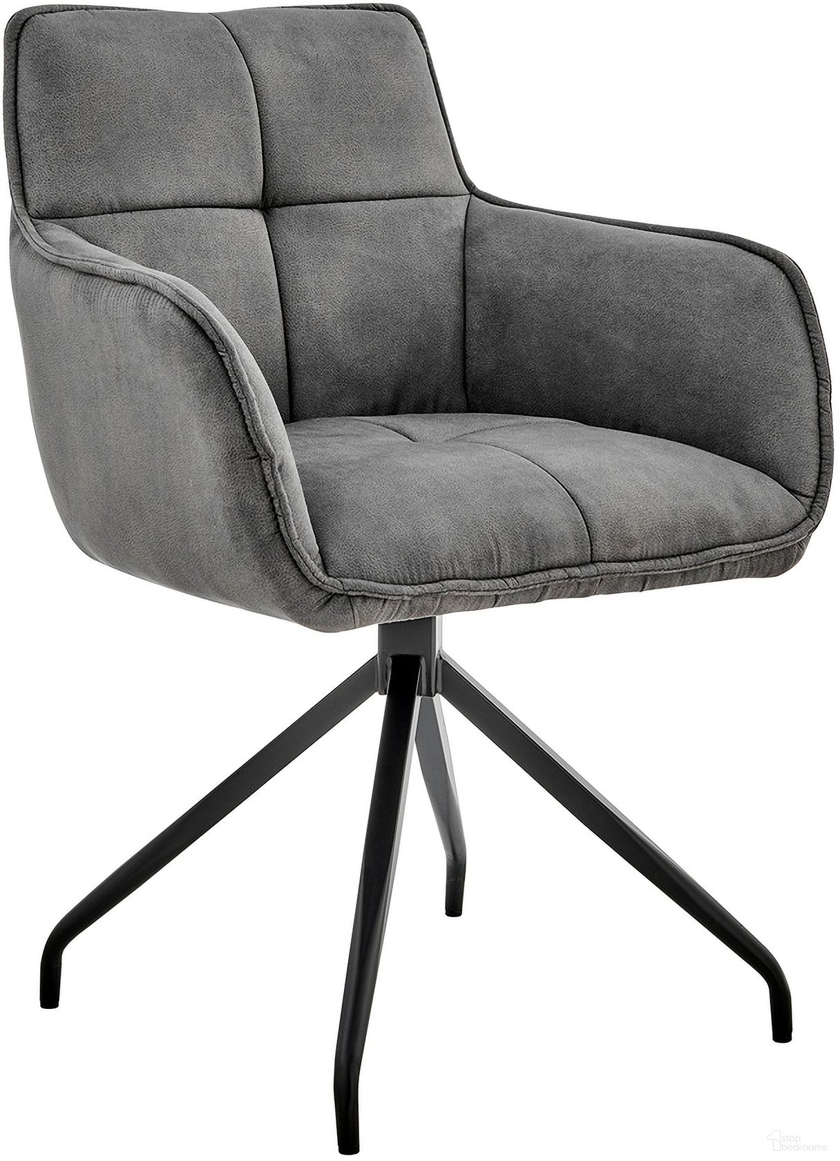 Noah Dining Room Accent Chair In Charcoal Fabric and Black Metal Legs