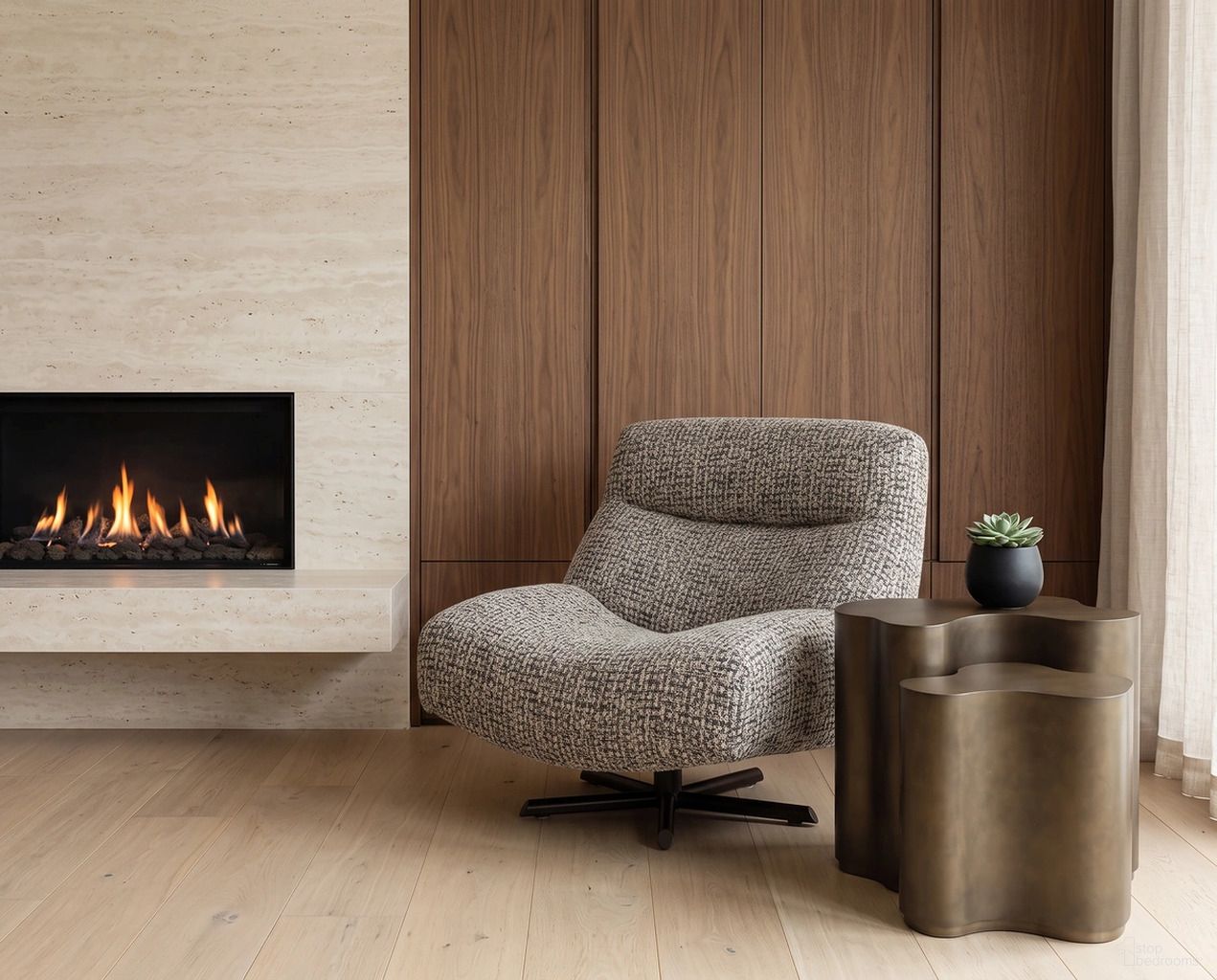 Nobu Swivel Lounge Chair In Nuvola Shale