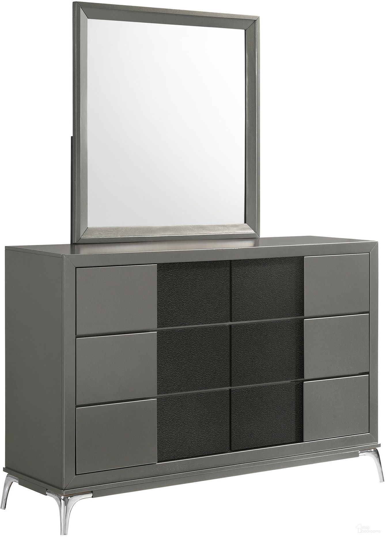 The appearance of Nocturne Dresser In Slate designed by New Classic in the modern / contemporary interior design. This slate piece of furniture was selected by 1StopBedrooms from Nocturne Collection to add a touch of cosiness and style into your home. Sku: B1684-050. Material: Wood.