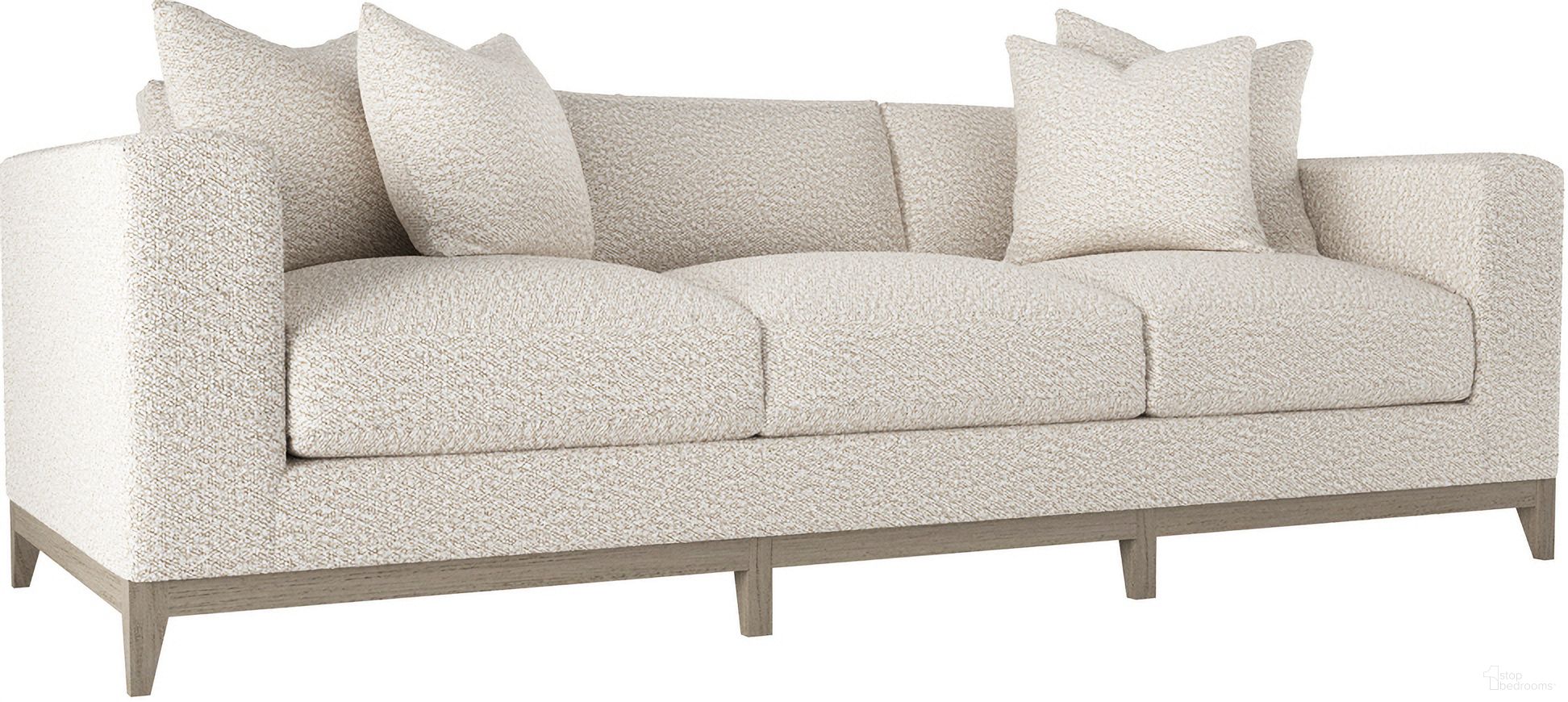 The appearance of Noel Boucle Fabric Sofa In Cream designed by Bernhardt in the modern / contemporary interior design. This cream boucle piece of furniture was selected by 1StopBedrooms from Noel Collection to add a touch of cosiness and style into your home. Sku: P7327_1146-002. Upholstery Material: Boucle. Material: Boucle.