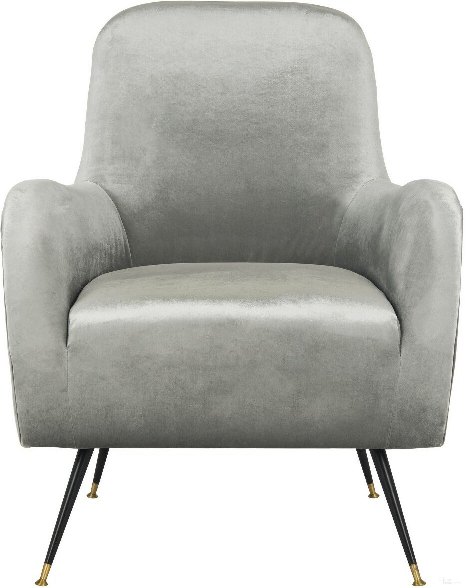 Noelle Velvet Retro Mid Century Accent Chair in Light Grey