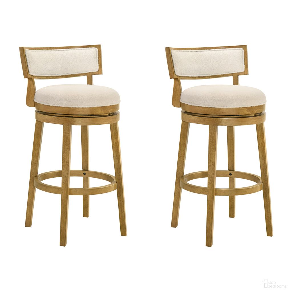 The appearance of Noely Swivel Bar Height Bar Stool Set of 2 In Amber Glow and White designed by Armen Living in the modern / contemporary interior design. This amber glow and white piece of furniture was selected by 1StopBedrooms from Noely Collection to add a touch of cosiness and style into your home. Sku: LCNYBAWHAG30;LCNYBAWHAG30. Material: Polyester.
