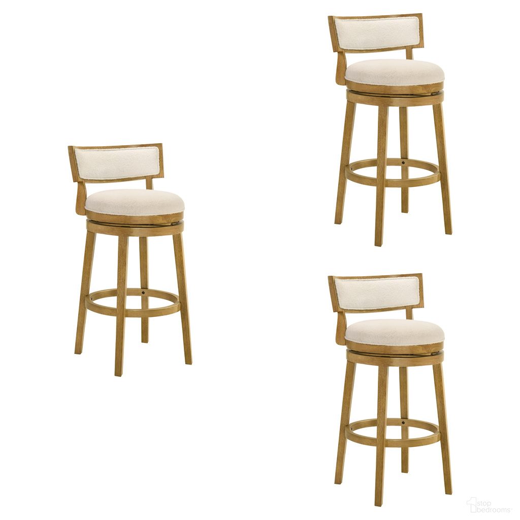 The appearance of Noely Swivel Bar Height Bar Stool Set of 3 In Amber Glow and White designed by Armen Living in the modern / contemporary interior design. This amber glow and white piece of furniture was selected by 1StopBedrooms from Noely Collection to add a touch of cosiness and style into your home. Sku: LCNYBAWHAG30;LCNYBAWHAG30;LCNYBAWHAG30. Material: Polyester.