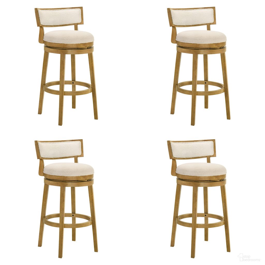 The appearance of Noely Swivel Bar Height Bar Stool Set of 4 In Amber Glow and White designed by Armen Living in the modern / contemporary interior design. This amber glow and white piece of furniture was selected by 1StopBedrooms from Noely Collection to add a touch of cosiness and style into your home. Sku: LCNYBAWHAG30;LCNYBAWHAG30;LCNYBAWHAG30;LCNYBAWHAG30. Material: Polyester.