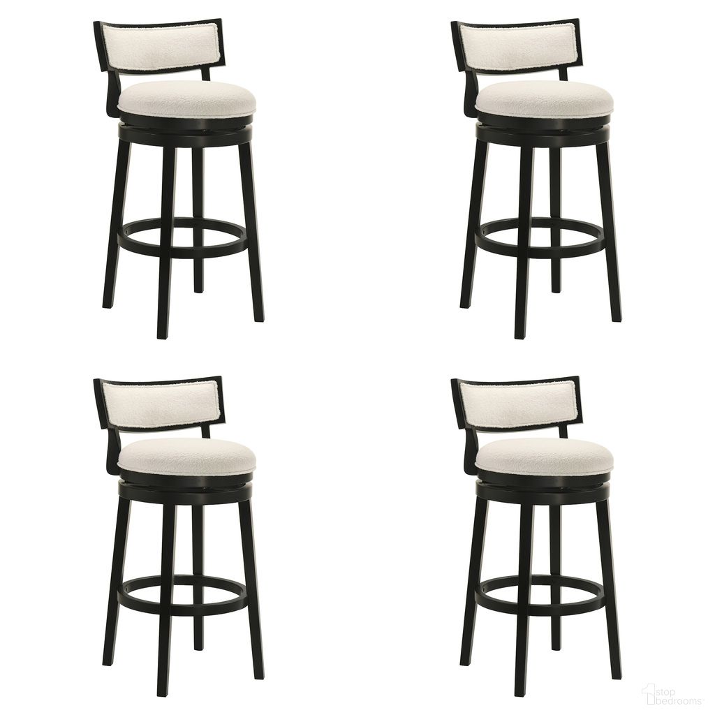Noely Swivel Bar Height Bar Stool Set of 4 In Black and White