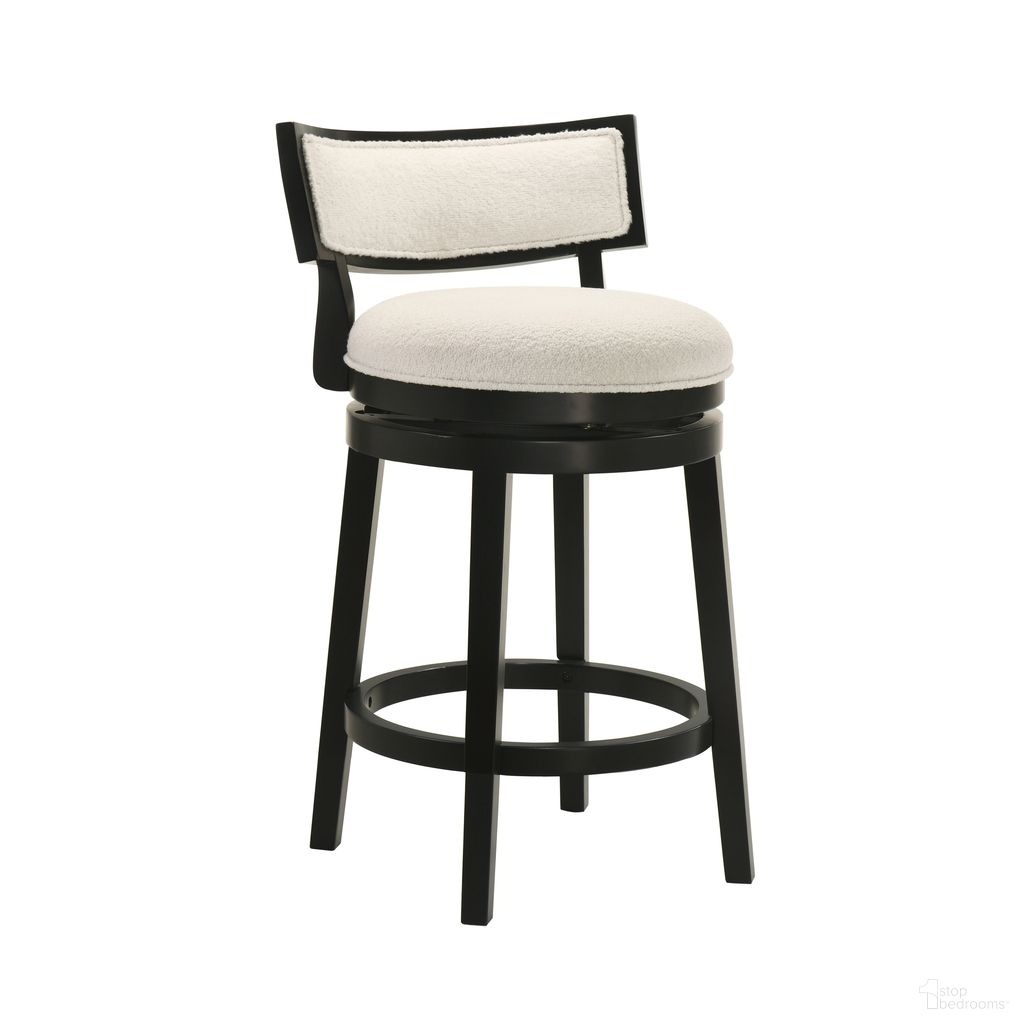 The appearance of Noely Swivel Counter Height Bar Stool In Black and White designed by Armen Living in the modern / contemporary interior design. This black and white piece of furniture was selected by 1StopBedrooms from Noely Collection to add a touch of cosiness and style into your home. Sku: LCNYBAWHBLK26. Material: Polyester.