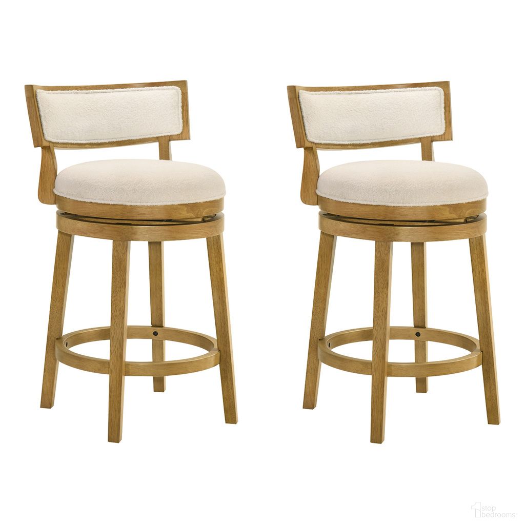 The appearance of Noely Swivel Counter Height Bar Stool Set of 2 In Amber Glow and White designed by Armen Living in the modern / contemporary interior design. This amber glow and white piece of furniture was selected by 1StopBedrooms from Noely Collection to add a touch of cosiness and style into your home. Sku: LCNYBAWHAG26;LCNYBAWHAG26. Material: Polyester.