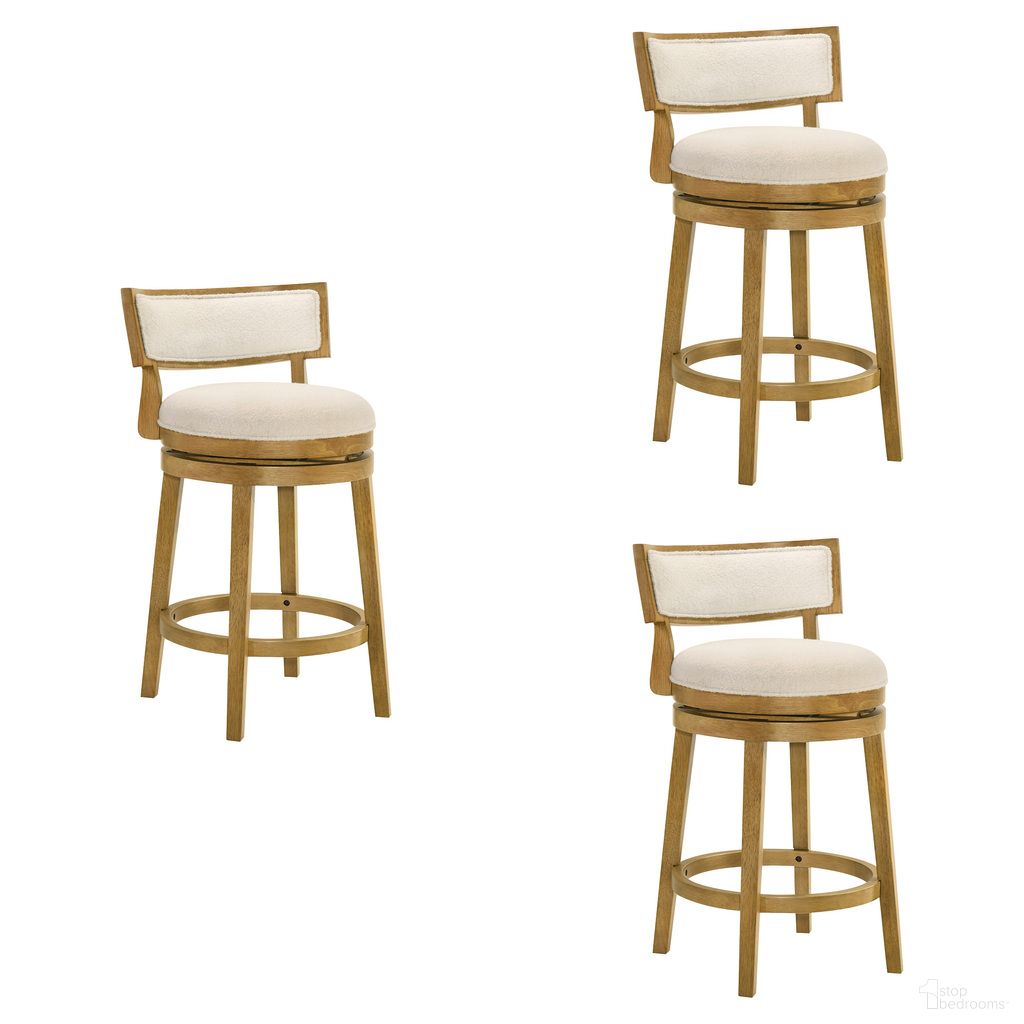 The appearance of Noely Swivel Counter Height Bar Stool Set of 3 In Amber Glow and White designed by Armen Living in the modern / contemporary interior design. This amber glow and white piece of furniture was selected by 1StopBedrooms from Noely Collection to add a touch of cosiness and style into your home. Sku: LCNYBAWHAG26;LCNYBAWHAG26;LCNYBAWHAG26. Material: Polyester.
