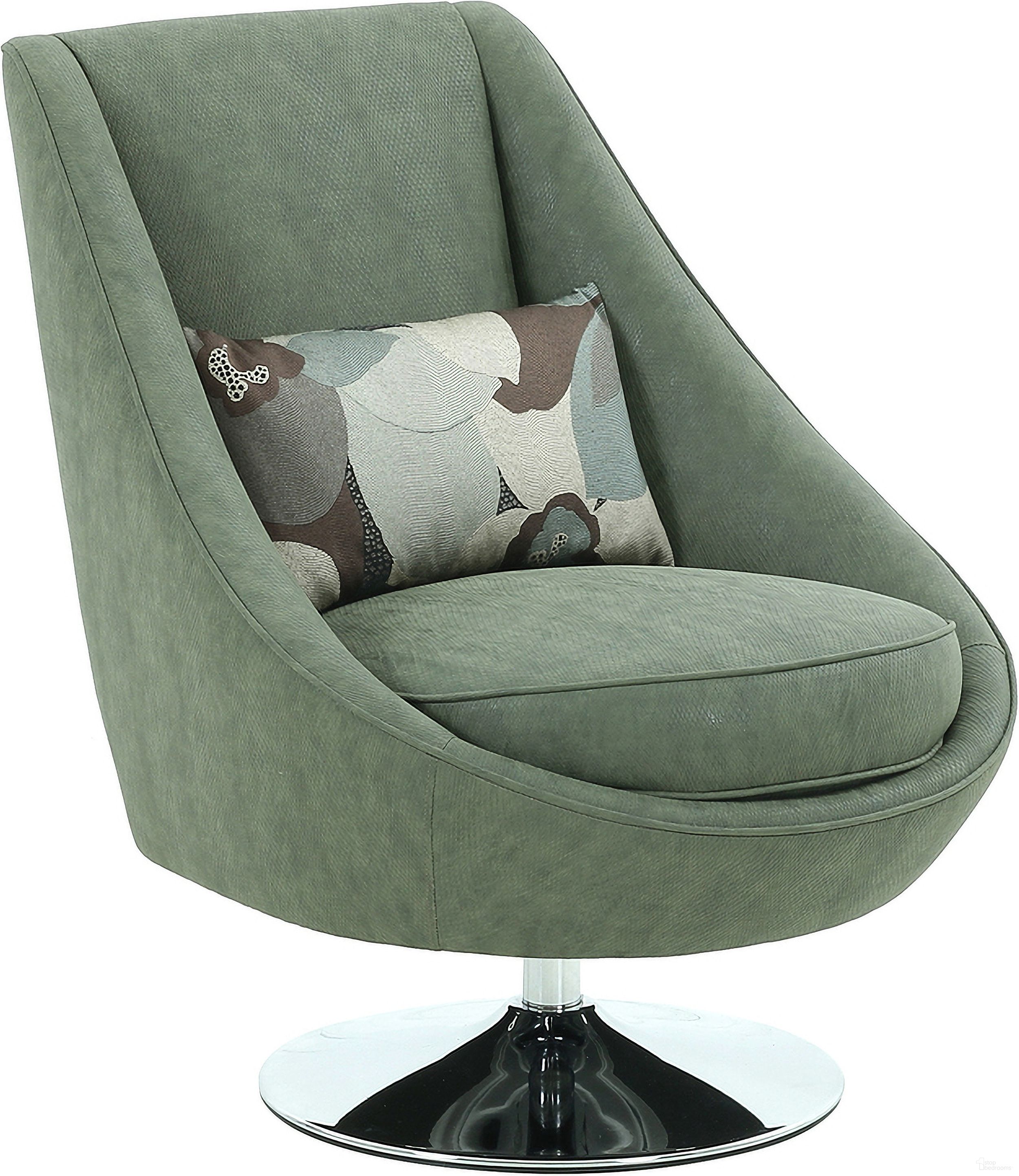 The appearance of Noho Collection Swivel Accent Chair with Pillow In Green and Silver designed by Pasargad Home in the modern / contemporary interior design. This green/silver piece of furniture was selected by 1StopBedrooms from Noho Collection to add a touch of cosiness and style into your home. Sku: PZW-20088. Material: Polyester.