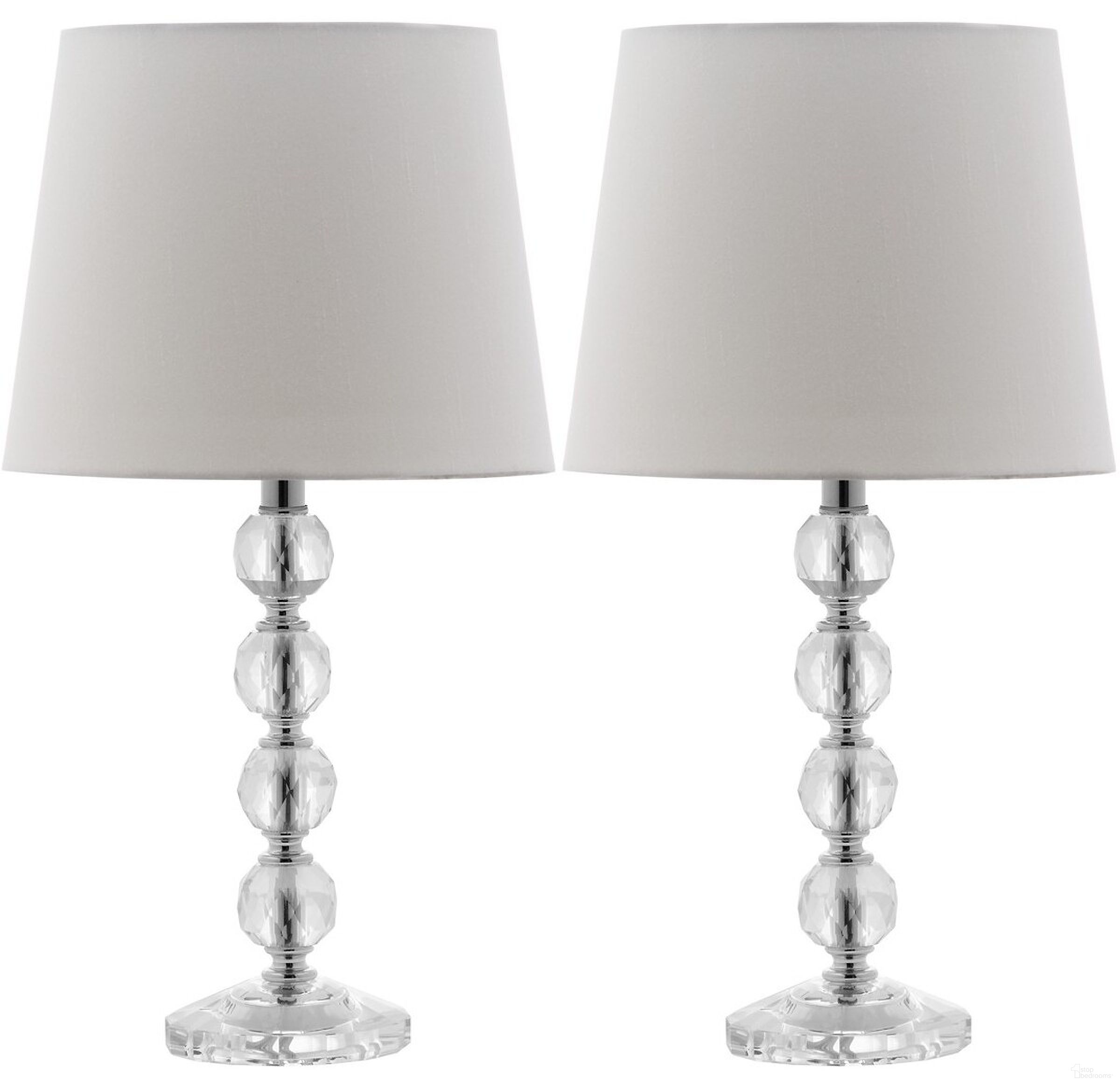Nola Clear and Off-White 16 Inch Stacked Crystal Ball Lamp Set of 2