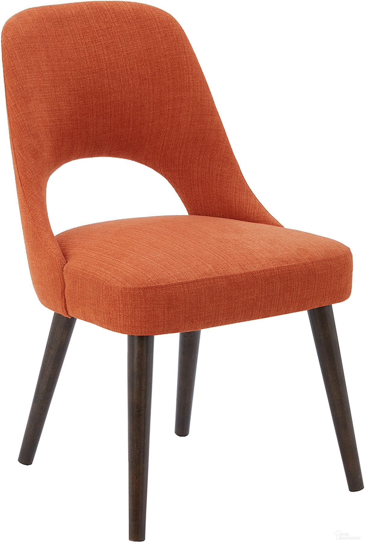The appearance of Nola Dining Chair Set Of 2 In Orange/Dark Brown designed by Olliix in the transitional interior design. This orange/dark brown piece of furniture  was selected by 1StopBedrooms from Nola Collection to add a touch of cosiness and style into your home. Sku: II100-0117. Material: Wood. Chair Type: Side Chair.