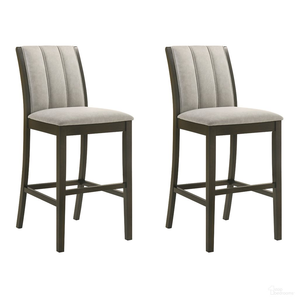 The appearance of Nolan 26 Inch Counter Height Barstool Set of 2 In Gray and Dark Roast designed by Armen Living in the country / farmhouse interior design. This gray/dark roast piece of furniture  was selected by 1StopBedrooms from Nolan Collection to add a touch of cosiness and style into your home. Sku: LCNOBADRSG26;LCNOBADRSG26. Material: Polyester.