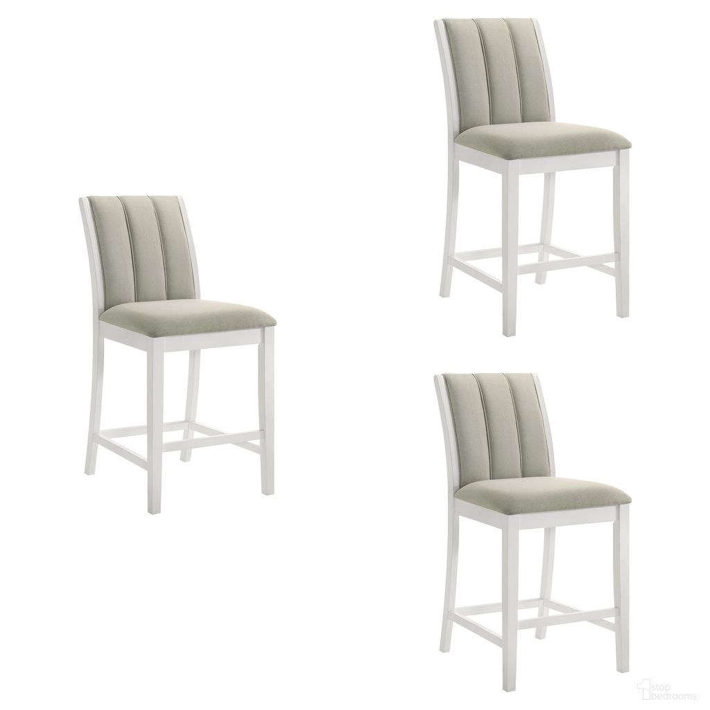 The appearance of Nolan 26 Inch Counter Height Barstool Set of 3 In Fog and Matte White designed by Armen Living in the country / farmhouse interior design. This fog/matte white piece of furniture was selected by 1StopBedrooms from Nolan Collection to add a touch of cosiness and style into your home. Sku: LCNOBAWHFG26;LCNOBAWHFG26;LCNOBAWHFG26. Material: Polyester.