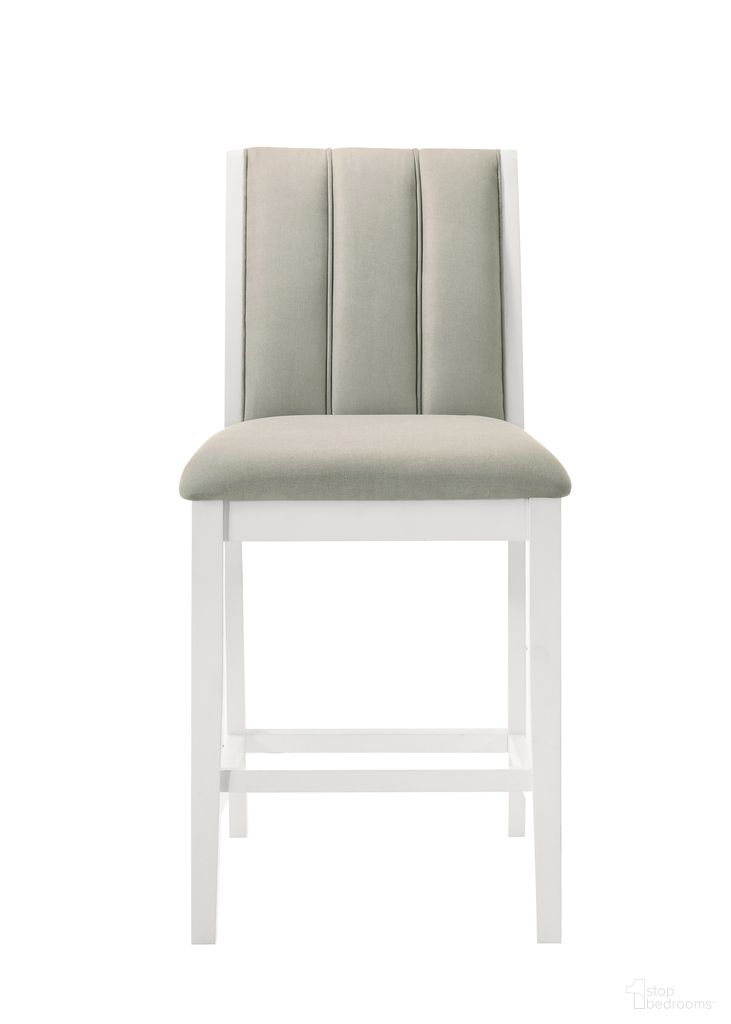 The appearance of Nolan 26 Inch Counter Height Rubberwood Barstool with Fabric Seat In Fog and Matte White designed by Armen Living in the country / farmhouse interior design. This fog/matte white piece of furniture was selected by 1StopBedrooms from Nolan Collection to add a touch of cosiness and style into your home. Sku: LCNOBAWHFG26. Material: Rubberwood.