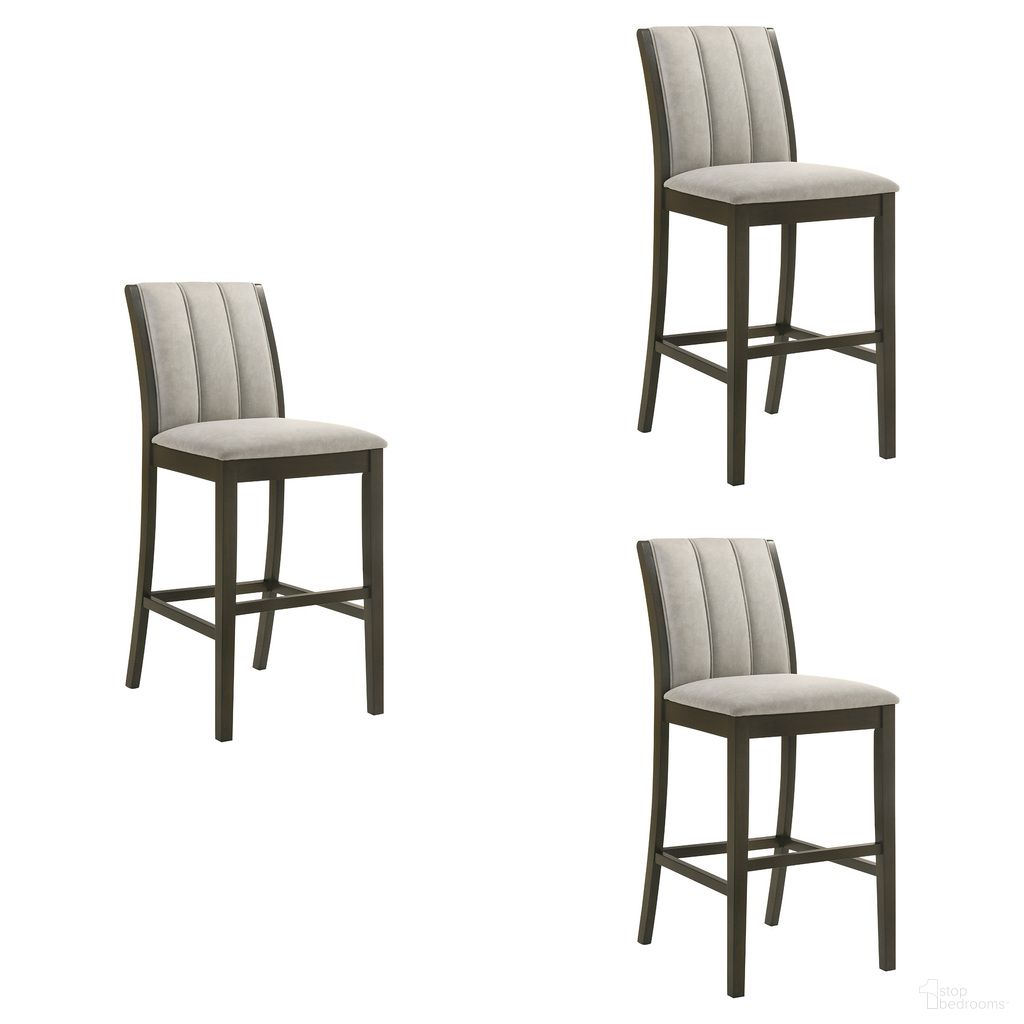The appearance of Nolan 30 Inch Bar Height Barstool Set of 3 In Gray and Dark Roast designed by Armen Living in the country / farmhouse interior design. This gray/dark roast piece of furniture was selected by 1StopBedrooms from Nolan Collection to add a touch of cosiness and style into your home. Sku: LCNOBADRSG30;LCNOBADRSG30;LCNOBADRSG30. Material: Polyester.
