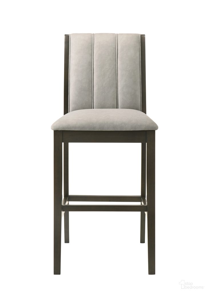 Nolan 30 Inch Bar Height Rubberwood Barstool with Fabric Seat In Gray and Dark Roast