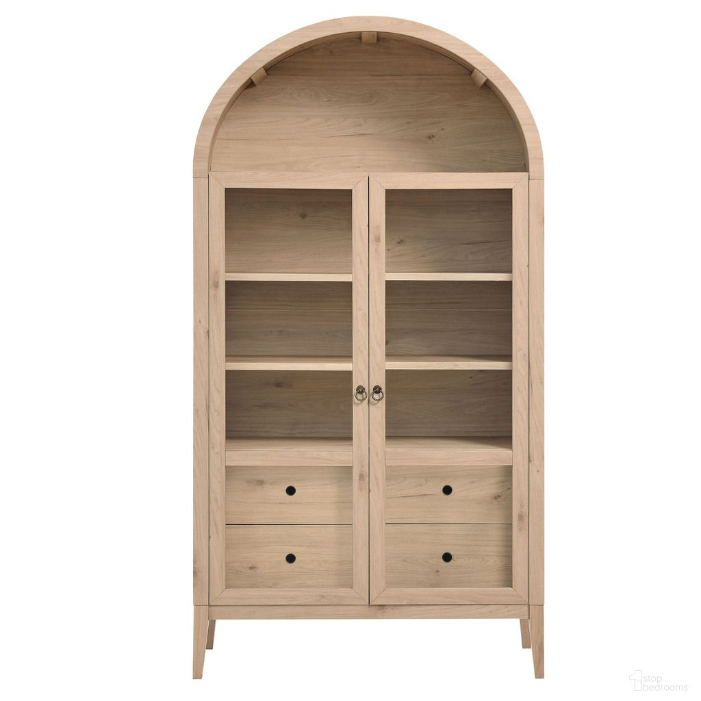 The appearance of Nolan 74 Inch Tall Wide Arched Storage Display Cabinet In Light Oak designed by Modway in the modern / contemporary interior design. This light oak piece of furniture  was selected by 1StopBedrooms from Nolan Collection to add a touch of cosiness and style into your home. Sku: EEI-7168-LOA-1;EEI-7168-LOA-2. Material: Laminate.