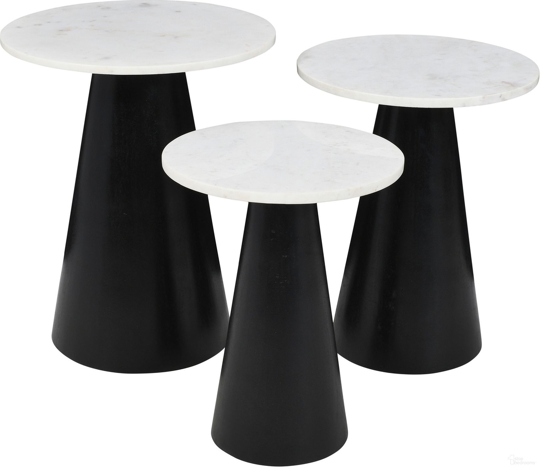 The appearance of Nolan Marble Top 3 Pack Solid Wood Accent Table Set In Black designed by Jofran in the modern / contemporary interior design. This black piece of furniture was selected by 1StopBedrooms from Nolan Collection to add a touch of cosiness and style into your home. Sku: 2330-NOLANBLK. Material: Mango.