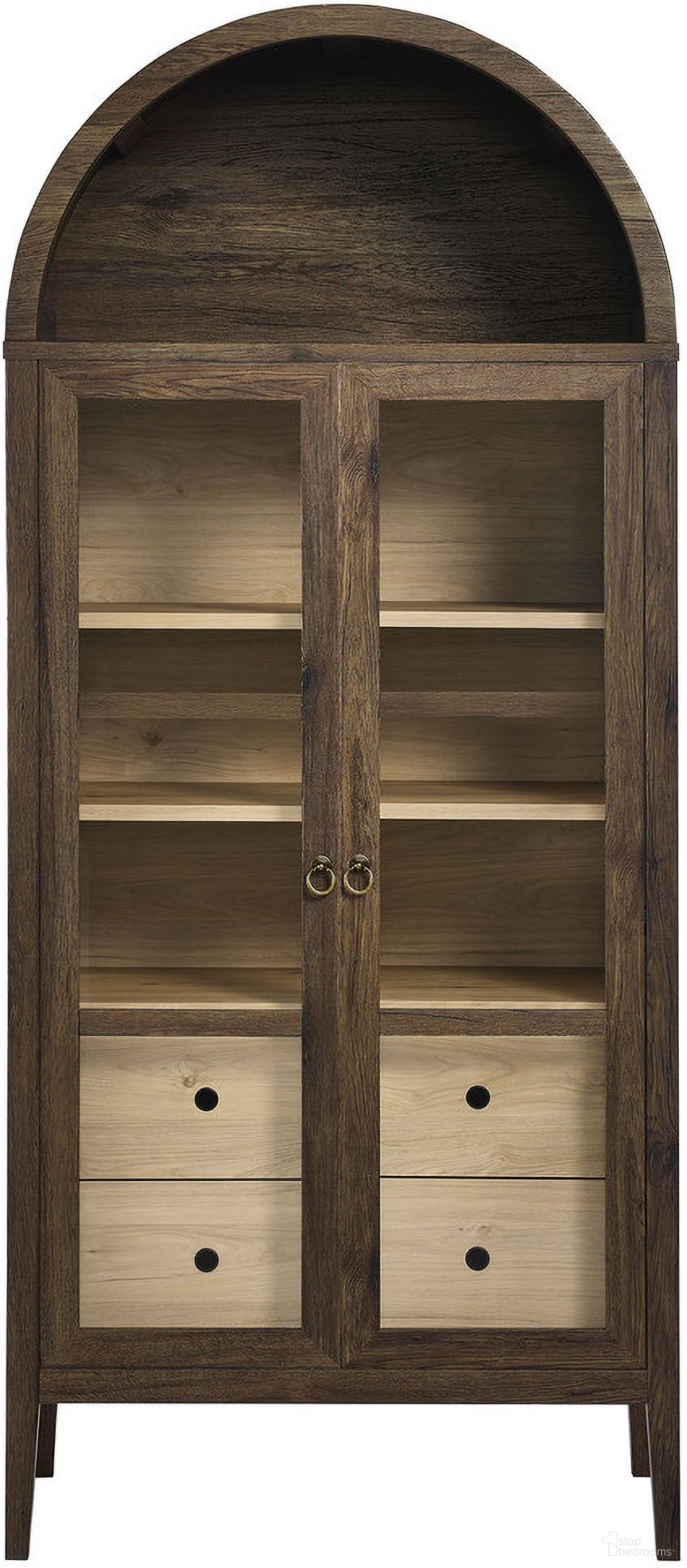 The appearance of Nolan Tall Arched Storage Display Cabinet In Walnut Hickory designed by Modway in the modern / contemporary interior design. This walnut hickory piece of furniture  was selected by 1StopBedrooms from Nolan Collection to add a touch of cosiness and style into your home. Sku: EEI-6639-WAL-HCK-1;EEI-6639-WAL-HCK-2. Material: MDF.