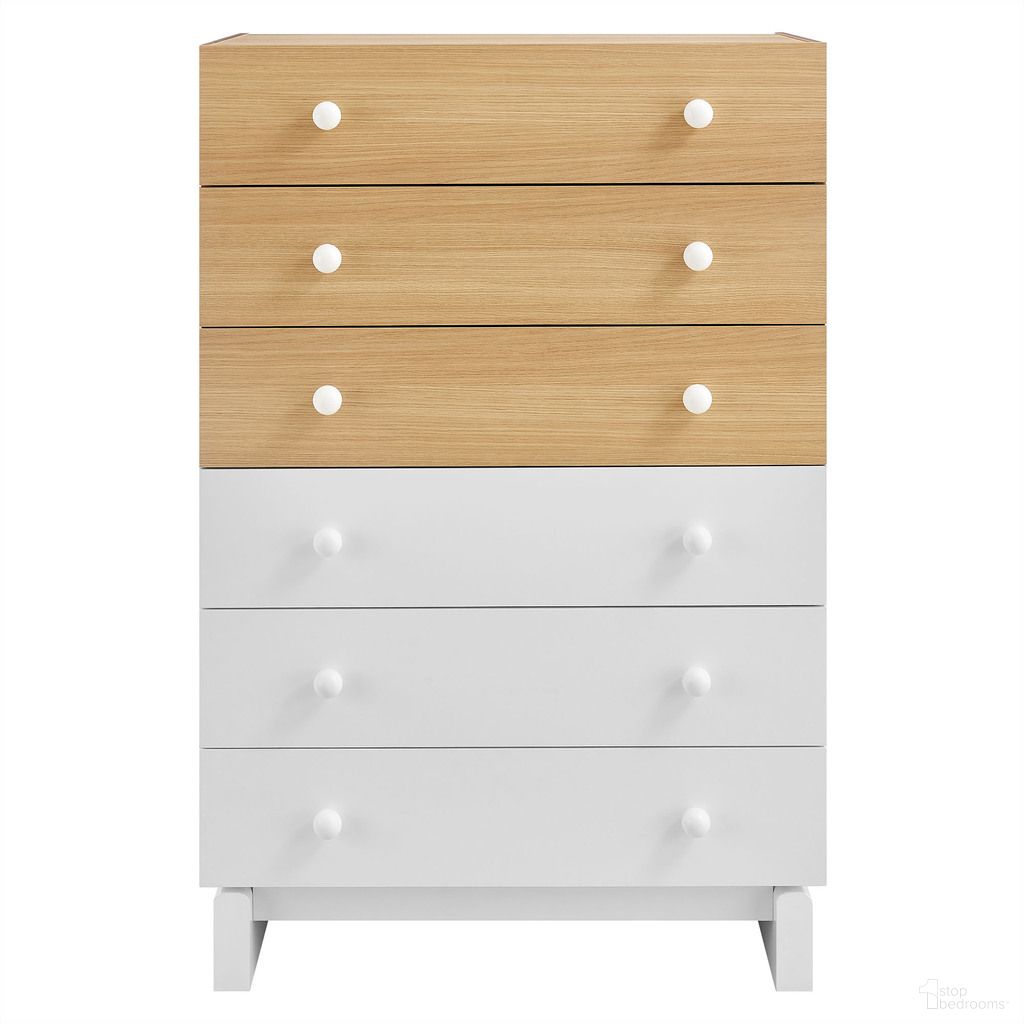 The appearance of Nolia 6-Drawer Color Block Dresser Chest In Oak White designed by Modway in the modern / contemporary interior design. This oak white piece of furniture  was selected by 1StopBedrooms from Nolia Collection to add a touch of cosiness and style into your home. Sku: MOD-7240-OAK-WHI-1;MOD-7240-OAK-WHI-2. Material: Laminate.
