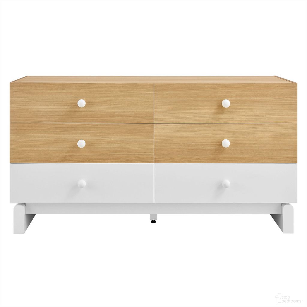 Nolia 6-Drawer Color Block Dresser In Oak White