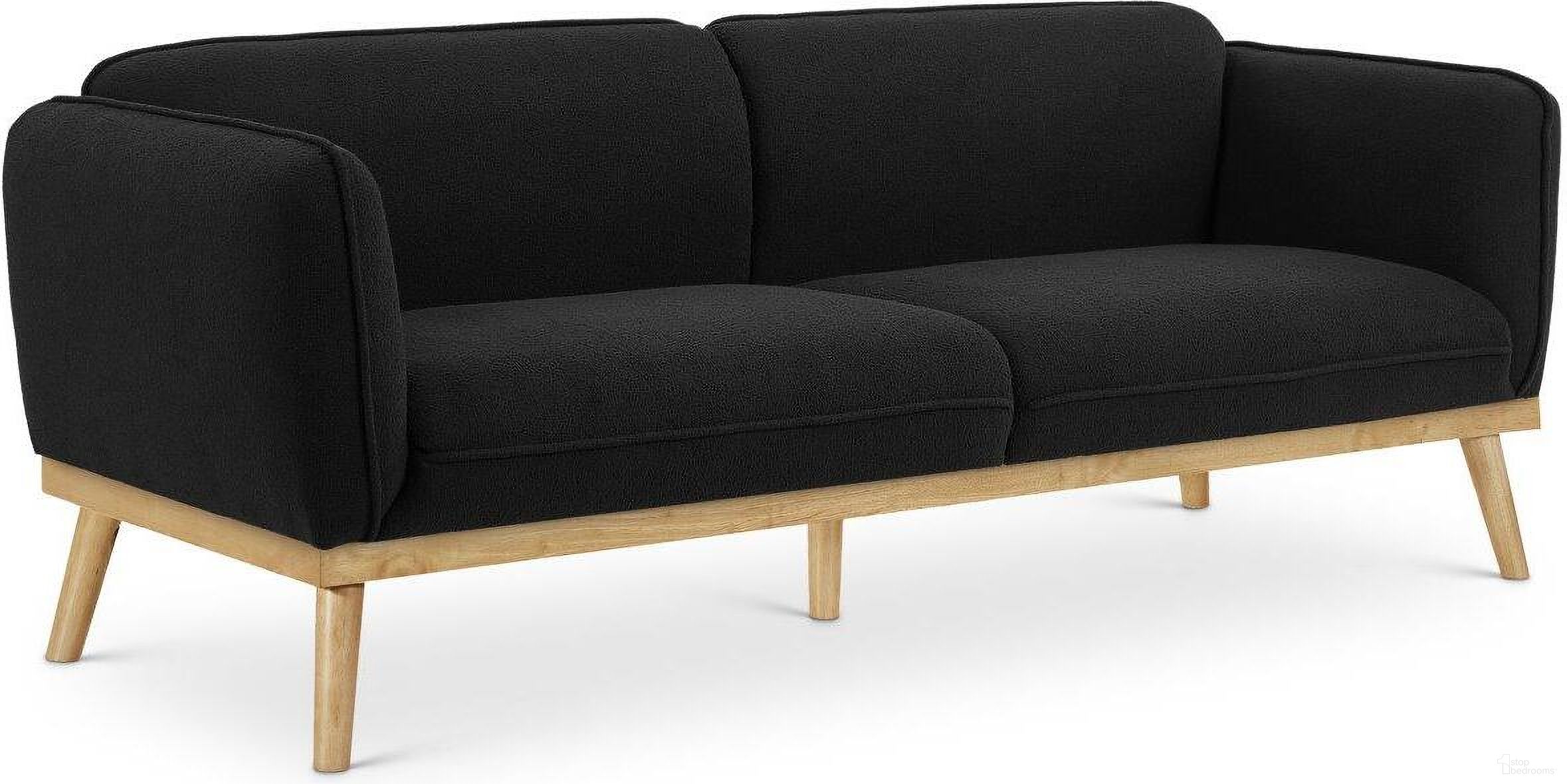 The appearance of Nolita Boucle Fabric Sofa In Black designed by Meridian in the transitional interior design. This black piece of furniture was selected by 1StopBedrooms from Nolita Collection to add a touch of cosiness and style into your home. Sku: 159Black-S. Material: Boucle.