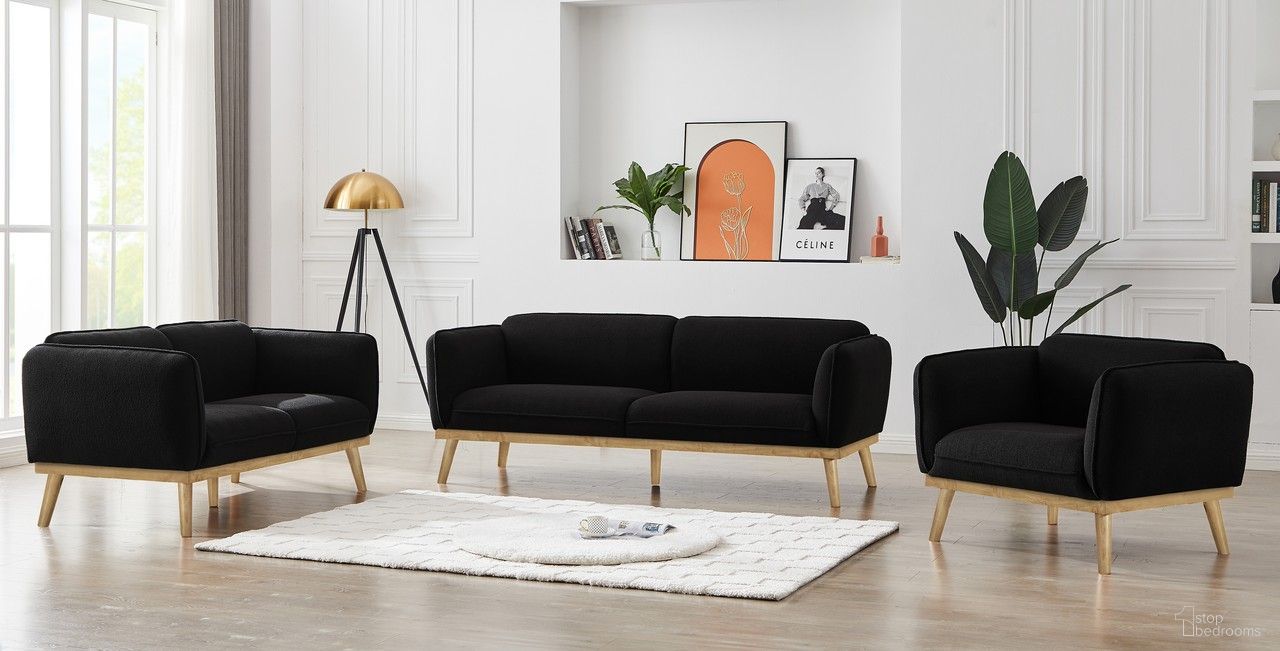 The appearance of Nolita Boucle Fabric Living Room Set In Black designed by Meridian in the transitional interior design. This black piece of furniture was selected by 1StopBedrooms from Nolita Collection to add a touch of cosiness and style into your home. Sku: 159Black-S;159Black-L. Material: Boucle.