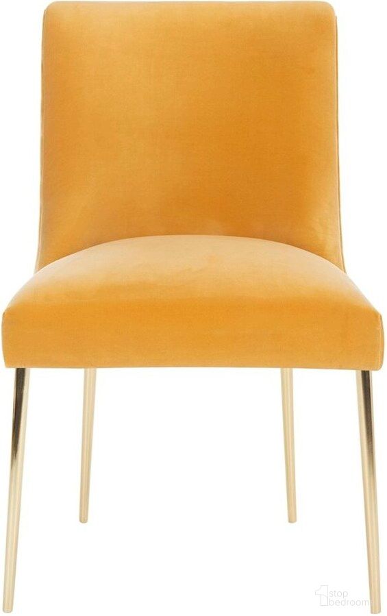 The appearance of Nolita Dining Chair In Mustard And Brass designed by Safavieh Couture in the modern / contemporary interior design. This mustard piece of furniture was selected by 1StopBedrooms from Nolita Collection to add a touch of cosiness and style into your home. Sku: KNT4086A. Material: Wood. Chair Type: Side Chair.