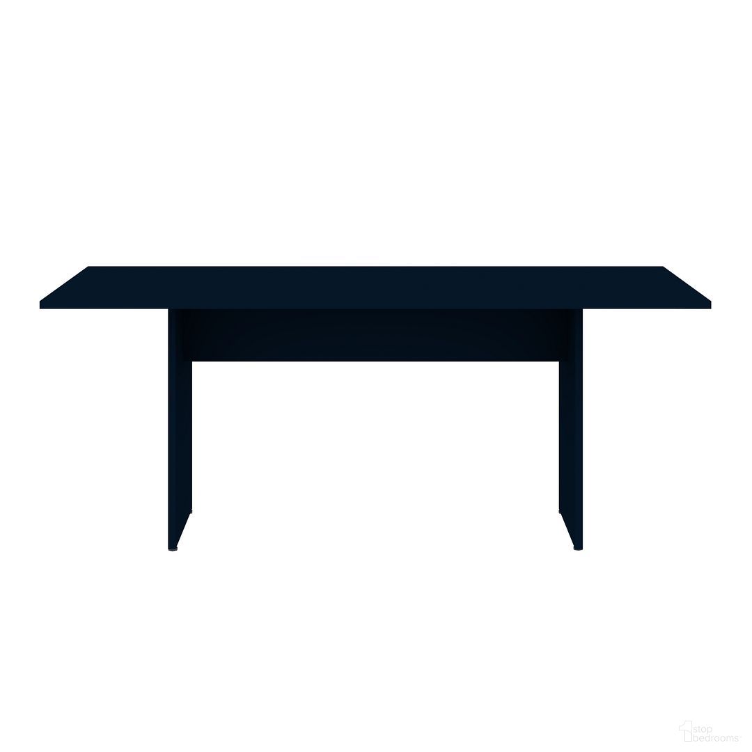 The appearance of Nomad 67.91 Inch Dining Table In Tatiana Midnight Blue designed by Manhattan Comfort in the modern / contemporary interior design. This blue piece of furniture was selected by 1StopBedrooms from Nomad Collection to add a touch of cosiness and style into your home. Sku: 122GMC4. Table Base Style: Double Pedestal. Material: MDF. Table Top Shape: Rectangular. Size: 32" x 68".