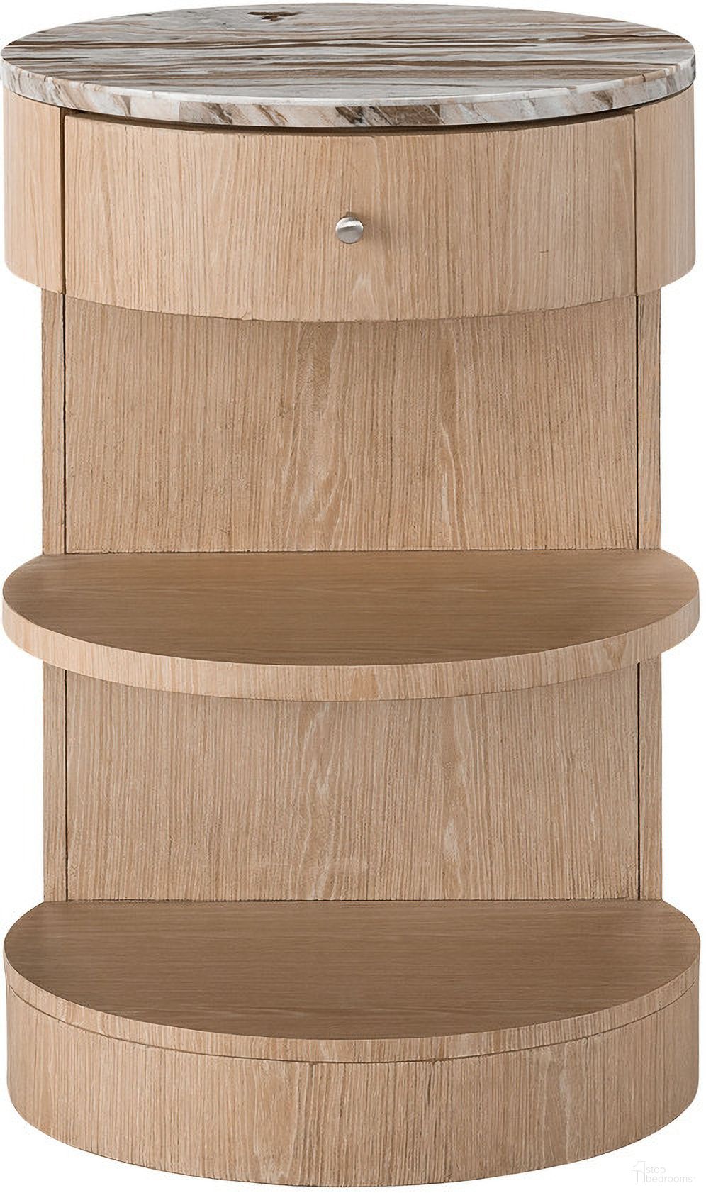 The appearance of Nomad Breeze Nightstand In Oak designed by Universal in the modern / contemporary interior design. This oak piece of furniture was selected by 1StopBedrooms from Nomad Collection to add a touch of cosiness and style into your home. Sku: U181356. Material: Wood.