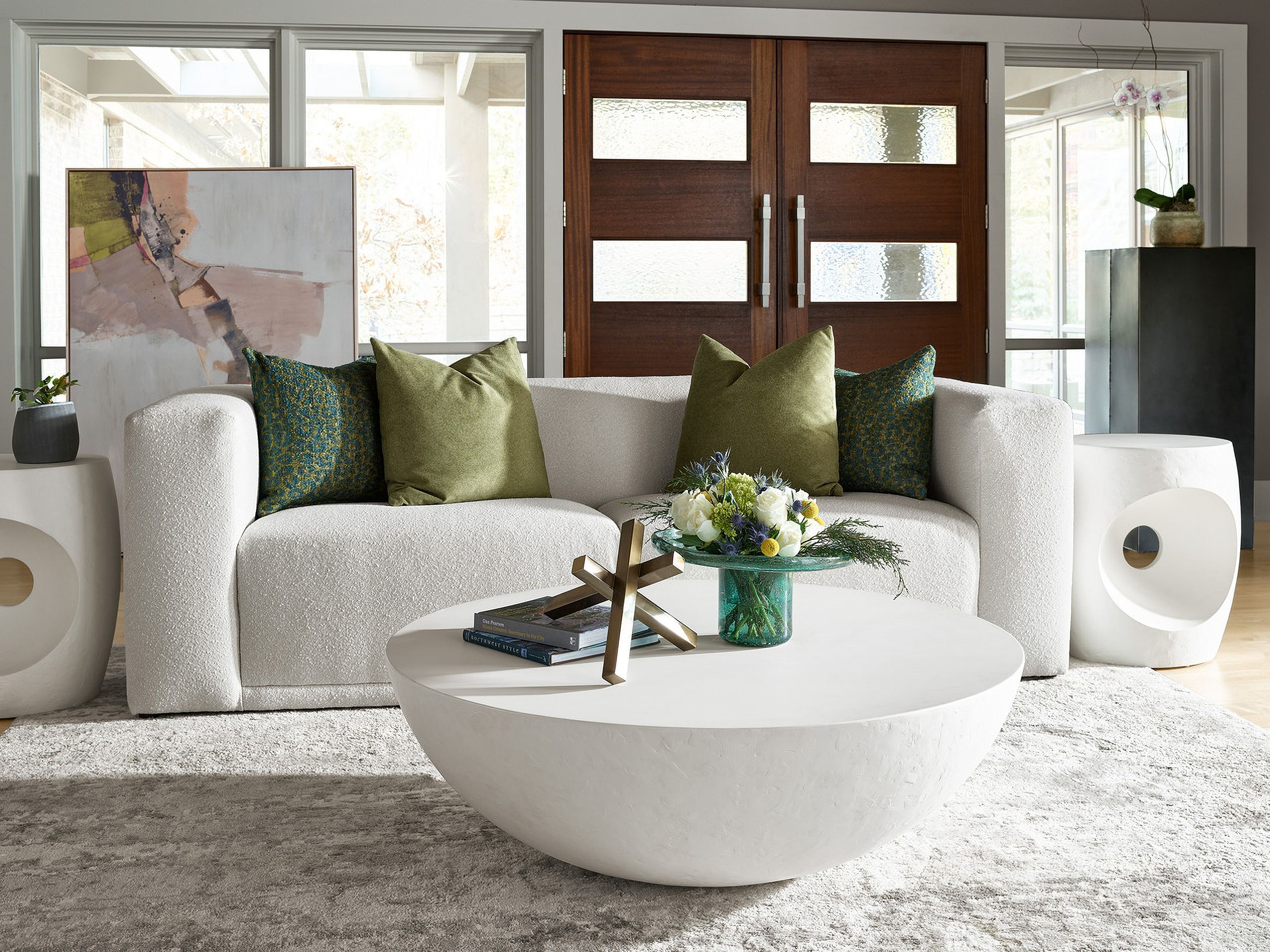 The appearance of Nomad Everdin Occasional Table Set In White designed by Universal in the modern / contemporary interior design. This white piece of furniture was selected by 1StopBedrooms from Nomad Collection to add a touch of cosiness and style into your home. Sku: U181809;U181812. Material: Concrete.
