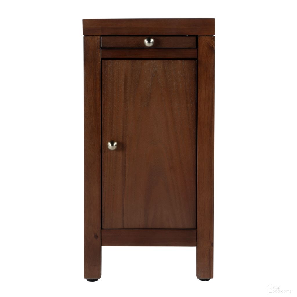 The appearance of Nora 12 Inch Rectangular Wood 1 Door Narrow End Table with Pull-Out Tray In Medium Brown designed by Butler Specialty Company in the transitional interior design. This medium brown piece of furniture was selected by 1StopBedrooms from Nora Collection to add a touch of cosiness and style into your home. Sku: 5940489. Material: MDF.