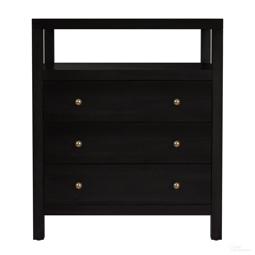 Nora 27 Inch Rectangular Wood 3 Drawer Tall Nightstand with Open Shelf on Top In Coffee