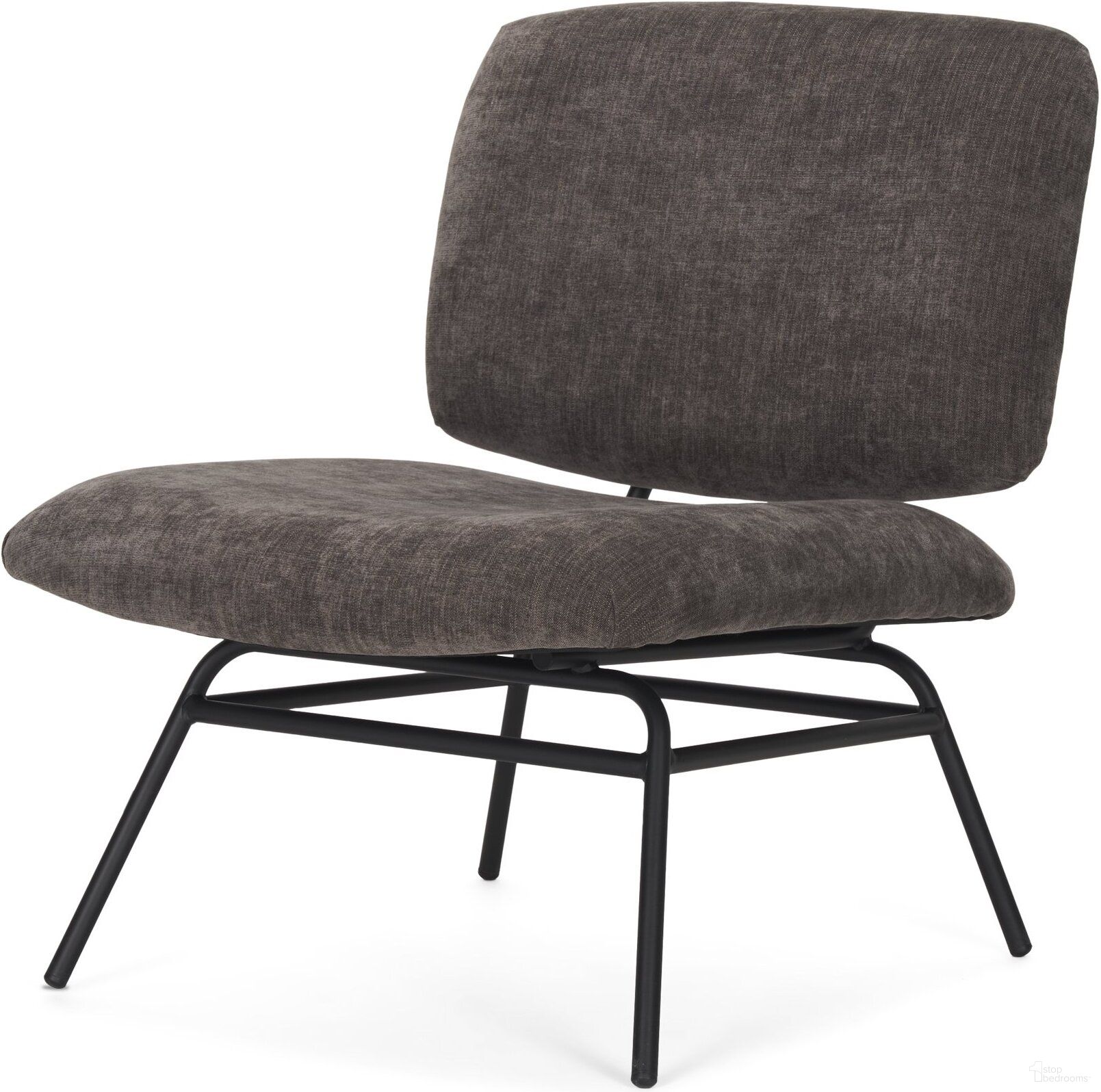 Nora Accent Chair In Charcoal Fabric with Matte Black Metal Legs