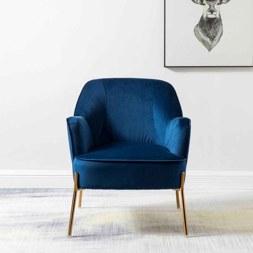 The appearance of Nora Accent Chair In Navy designed by Karat Home in the modern / contemporary interior design. This navy piece of furniture was selected by 1StopBedrooms from Nora Collection to add a touch of cosiness and style into your home. Sku: CHM6154A-NAVY. Material: Velvet.