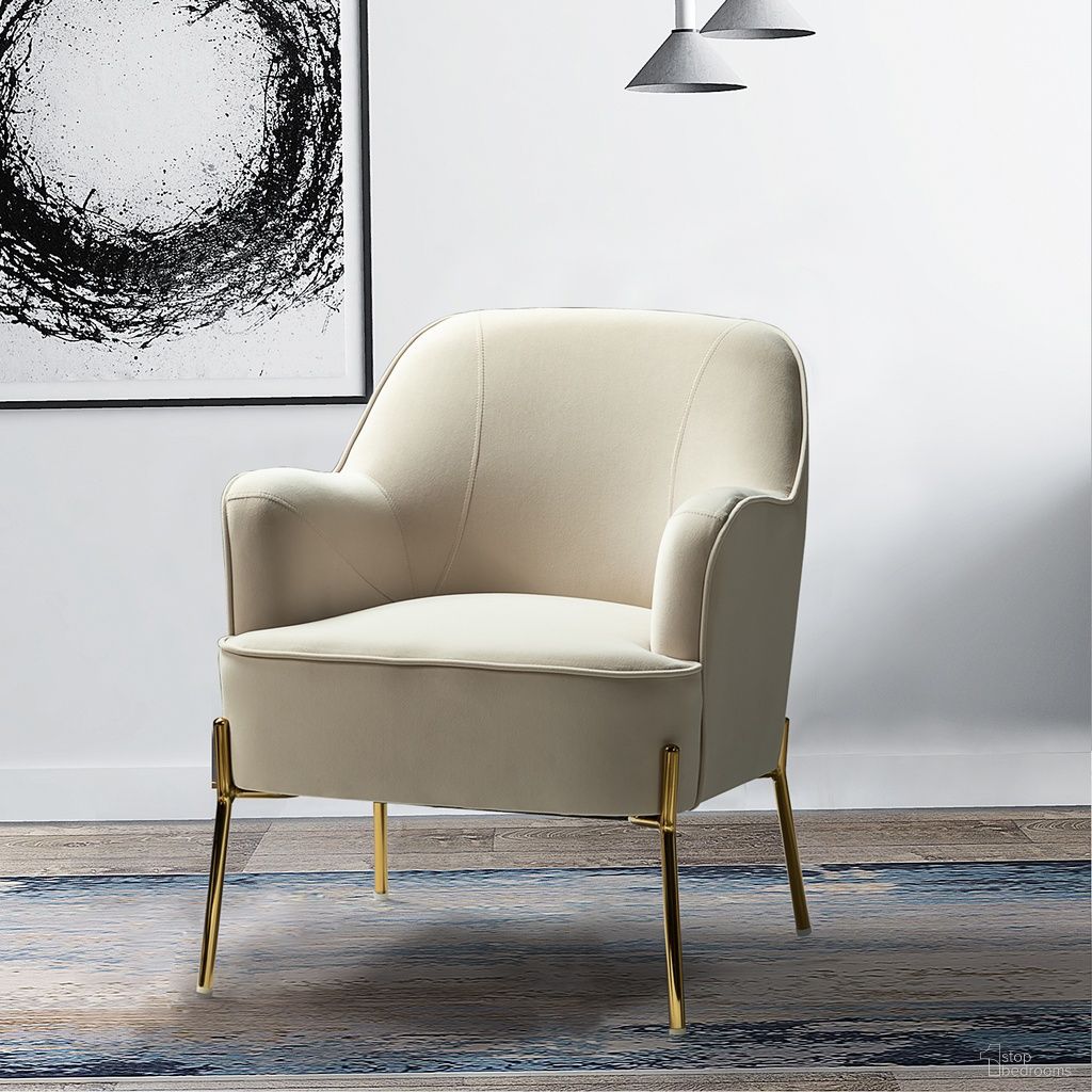 The appearance of Nora Accent Chair In Tan designed by Karat Home in the modern / contemporary interior design. This tan piece of furniture was selected by 1StopBedrooms from Nora Collection to add a touch of cosiness and style into your home. Sku: CHM6154A-TAN. Material: Velvet.