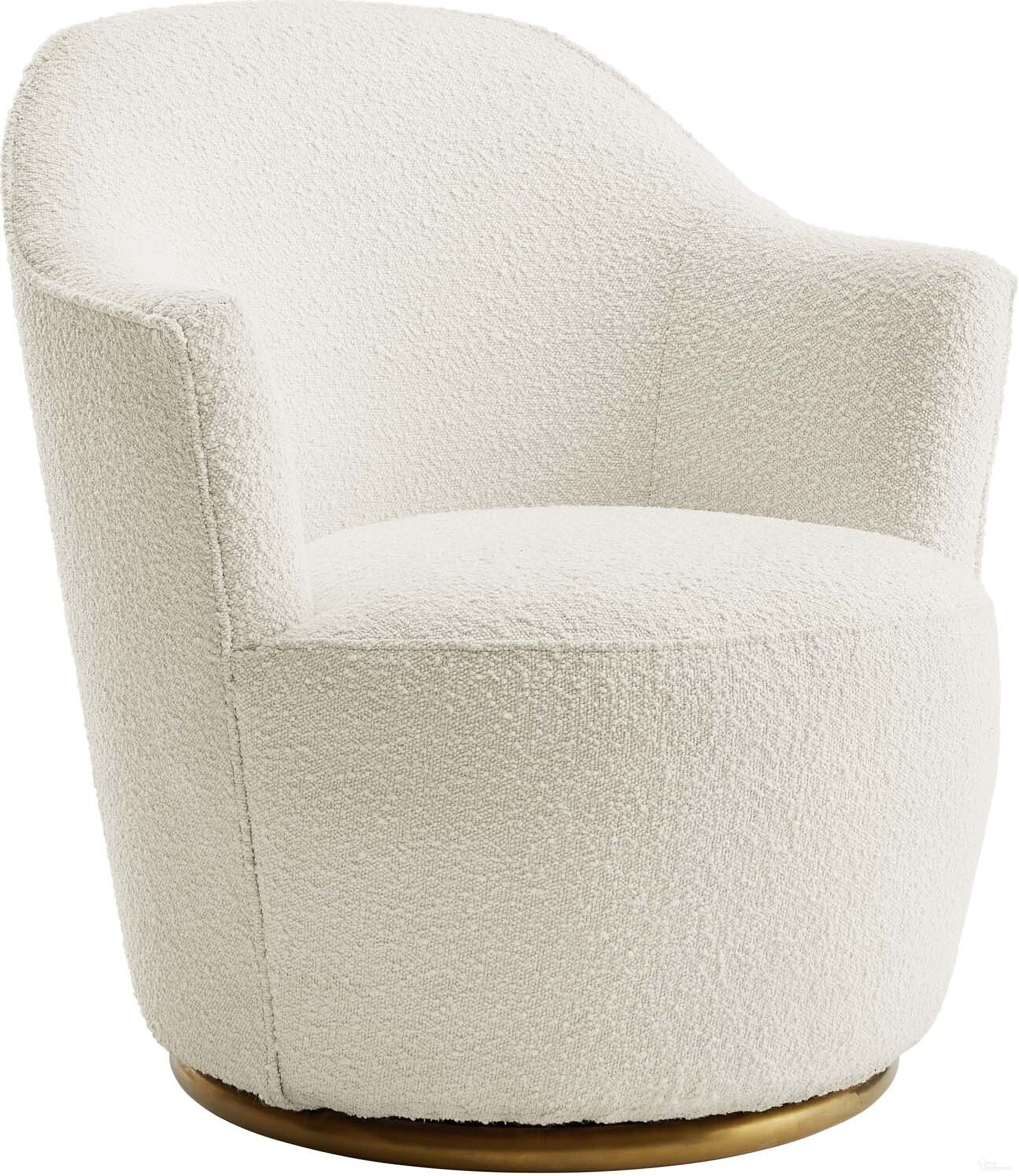 The appearance of Nora Boucle Upholstered Swivel Chair In White designed by Modway in the modern / contemporary interior design. This white piece of furniture  was selected by 1StopBedrooms from Nora Collection to add a touch of cosiness and style into your home. Sku: EEI-5311-WHI. Material: Boucle.